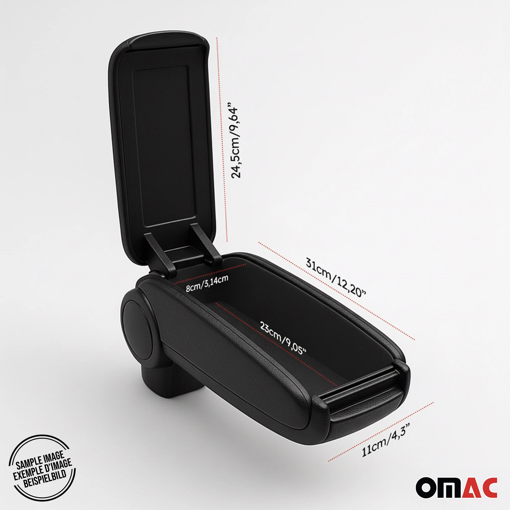Accoudoir pour Fiat 500 500C 2016-2021 Facelift Vinyl Abs Noir - Image 5