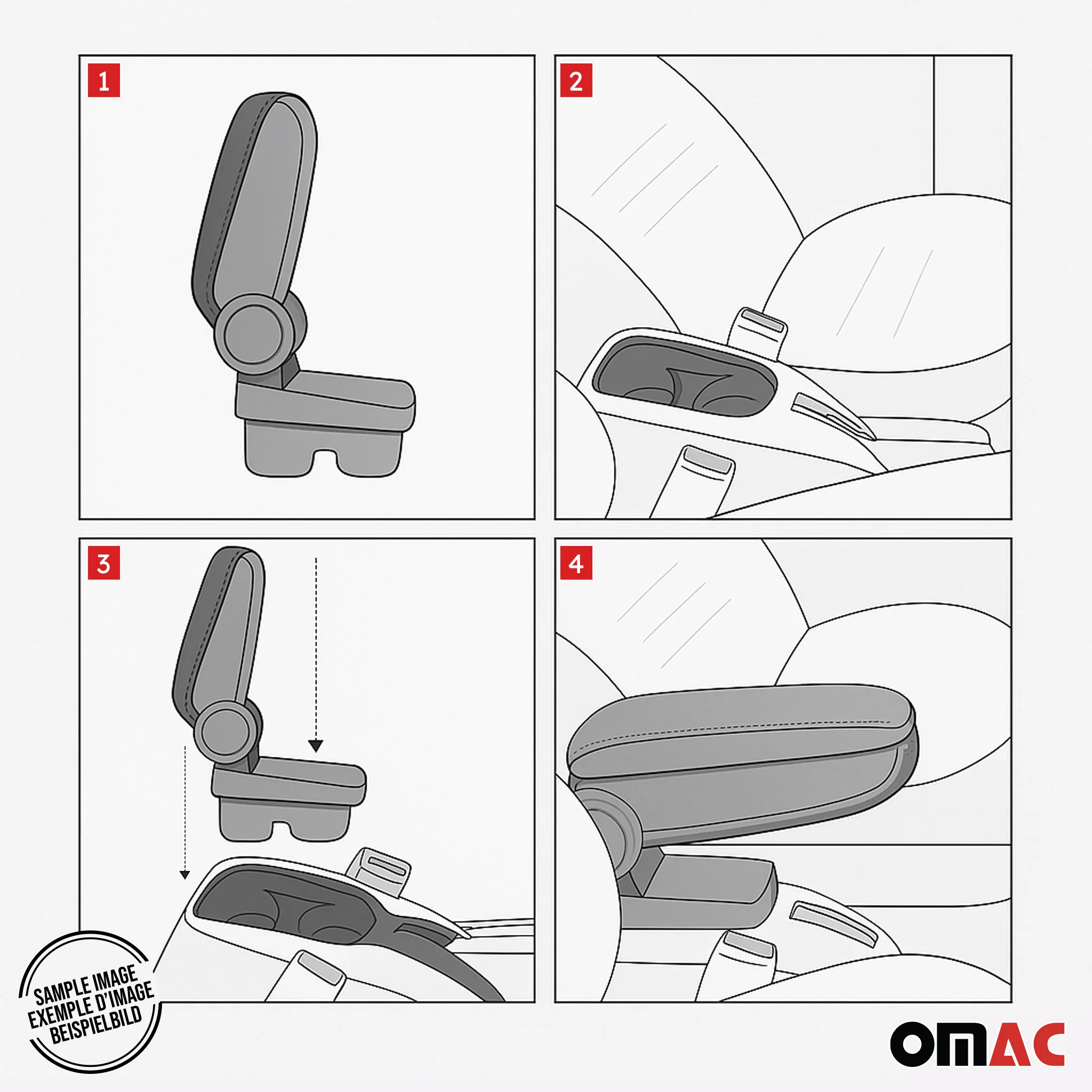 Accoudoir pour Fiat 500 500C 2016-2021 Facelift Vinyl Abs Noir - Image 9