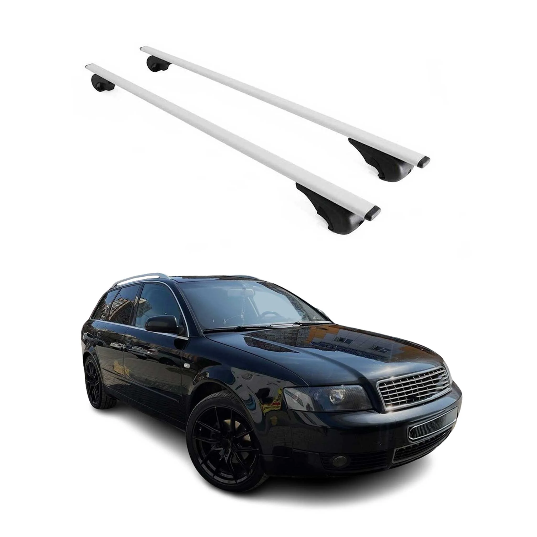 Barres de toit transversales pour Audi A4 B6 Break 2001-2004 Fer Argent