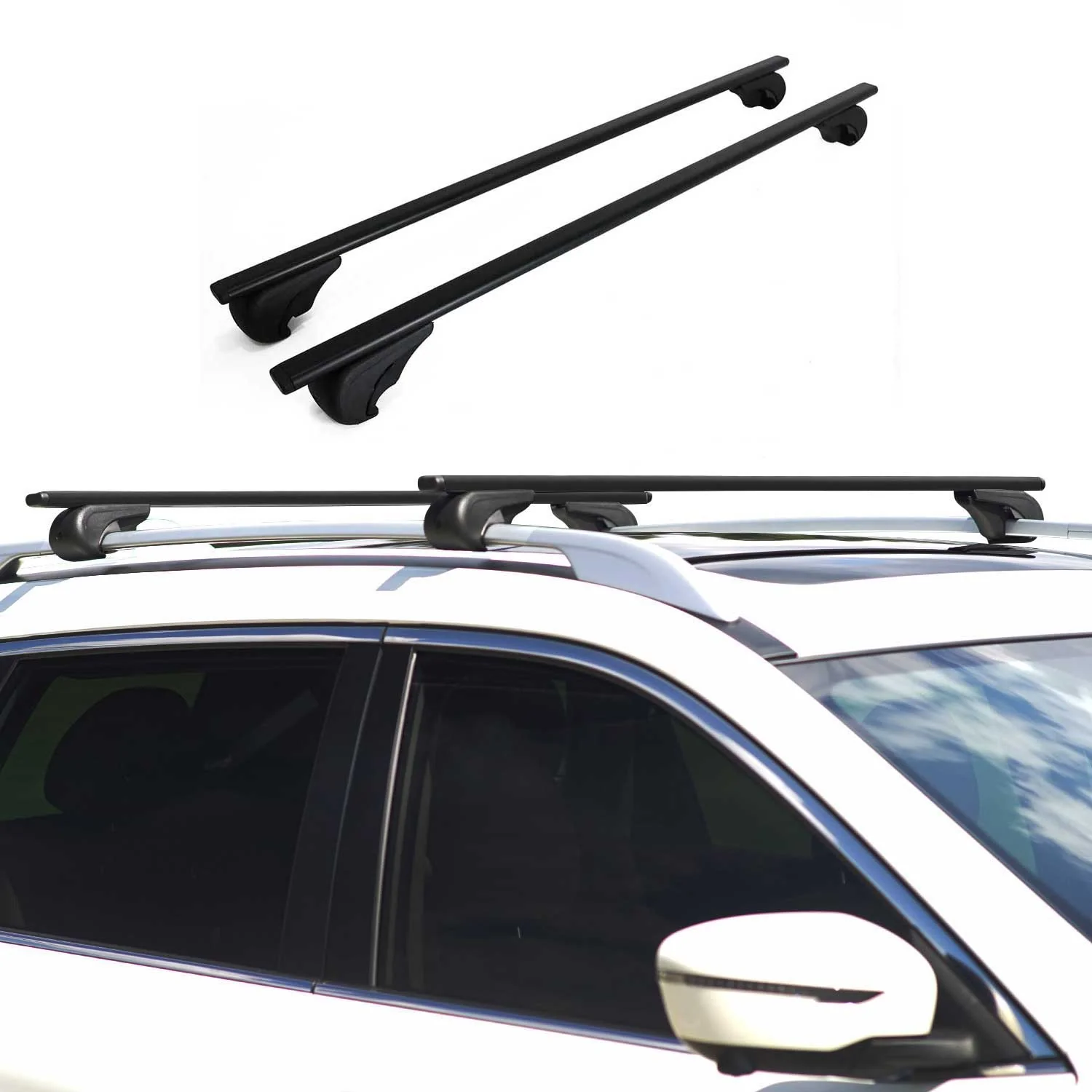 Barres de toit Transversales pour Mitsubishi Pajero 2006-2021 Fer Noir - Image 2