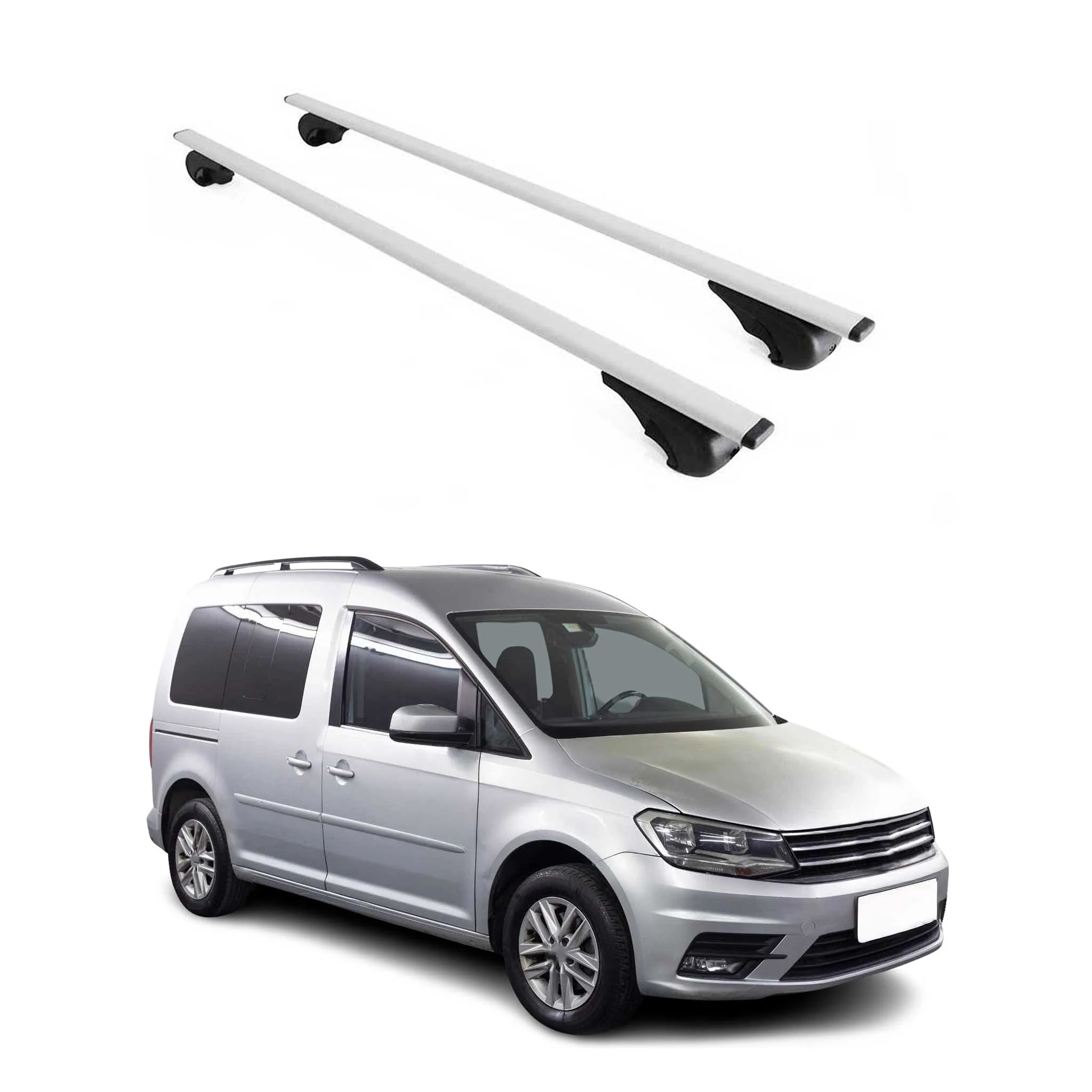 Barres de toit Transversales pour VW Caddy 2015-2020 Fer Argent