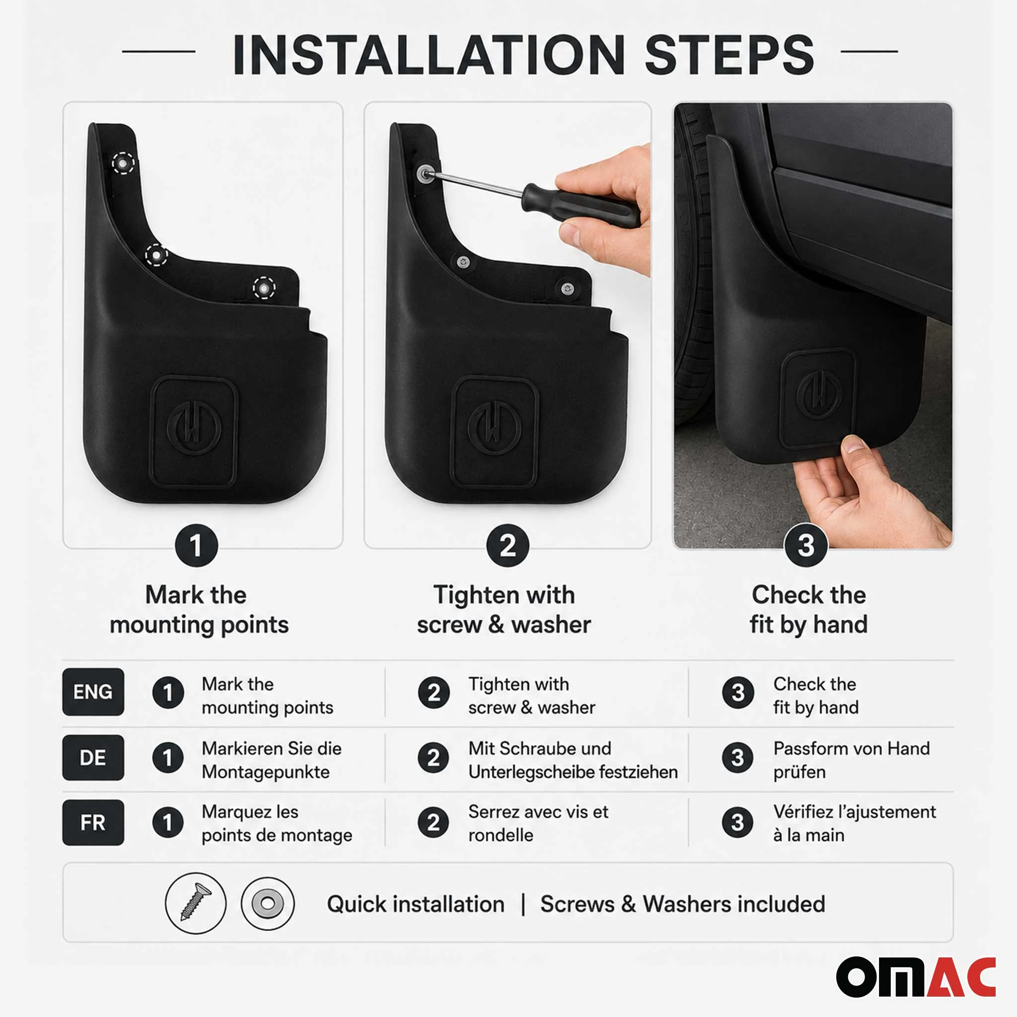 Avant Arrière Bavettes Garde-Boue Universal pour Mazda CX-3 2015-2021 4Pcs Noir - Image 6