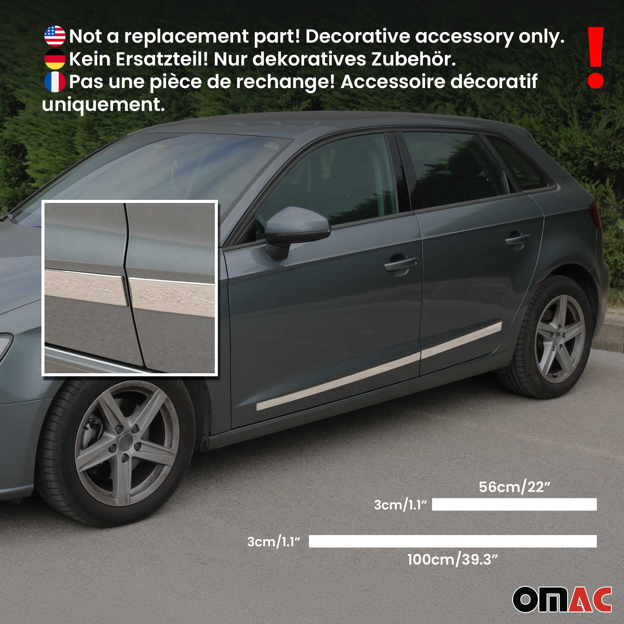 Baguette protection latérale de porte pour Citroen C4 2010-2018 inox chromé - Image 3