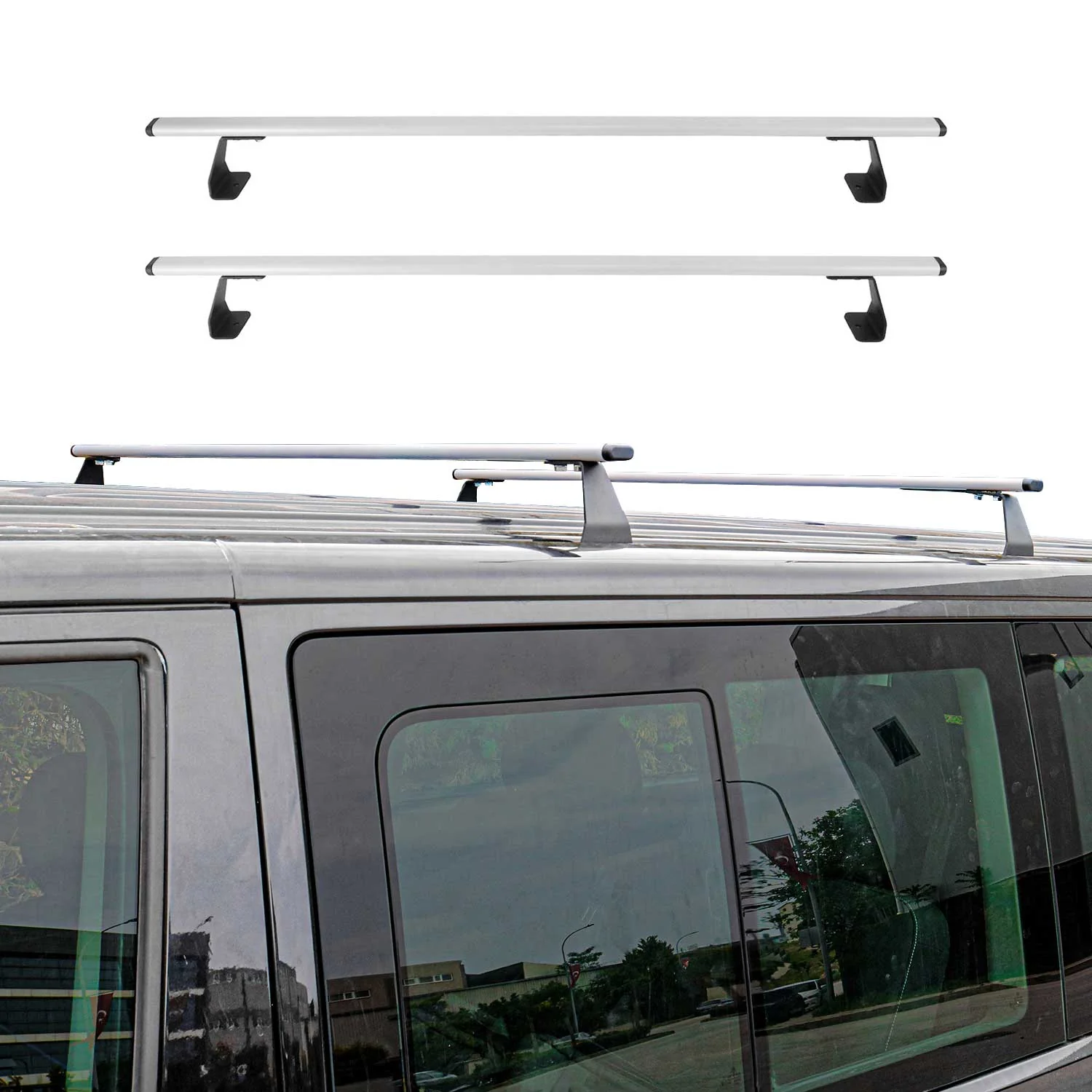 Barres de toit Heavy Duty pour volkswagenCaddy 2003-2015 Gris 2 pièces - Image 2