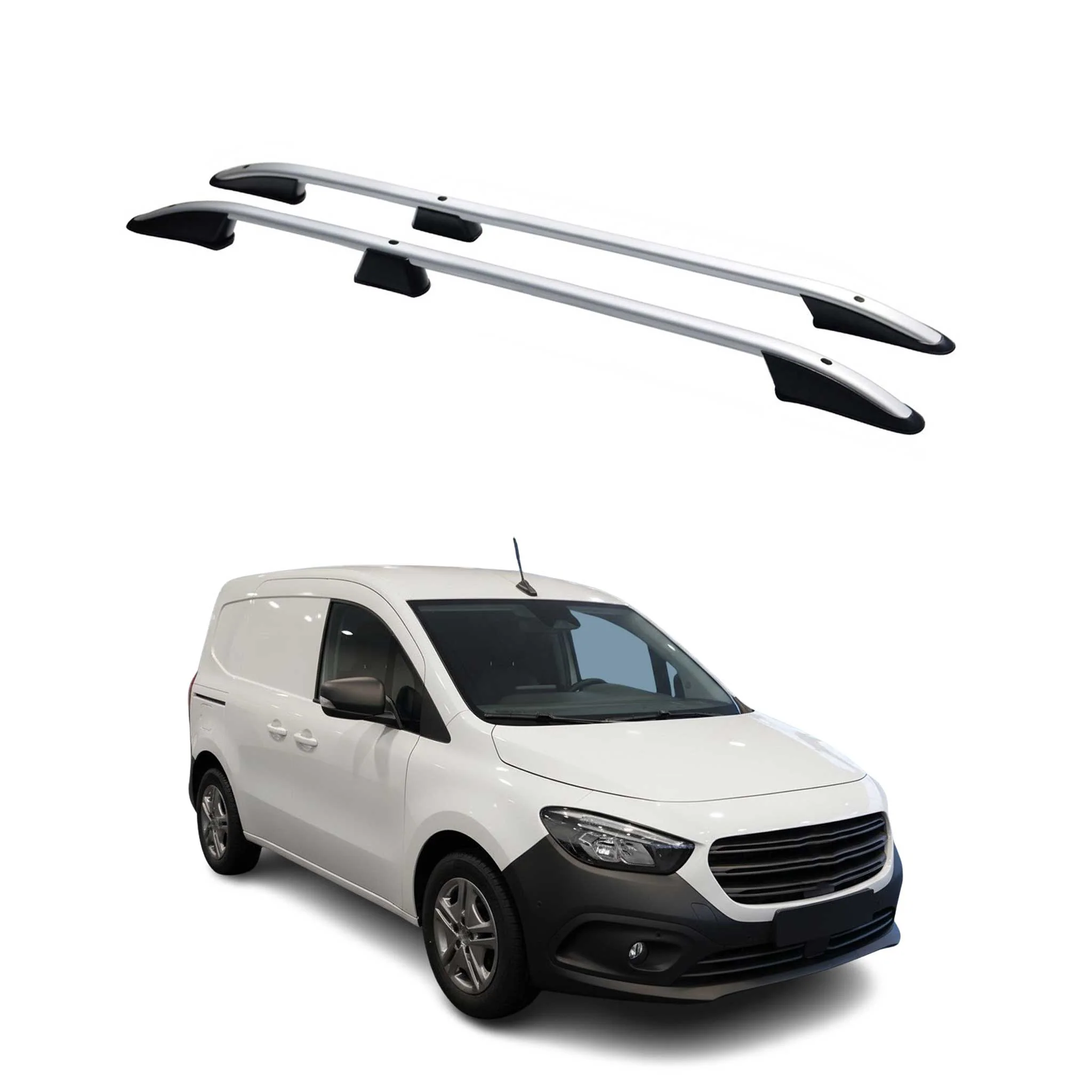 Barres de toit longitudinales pour Mercedes Citan W420 2021-26 L1 Court Alu Gris