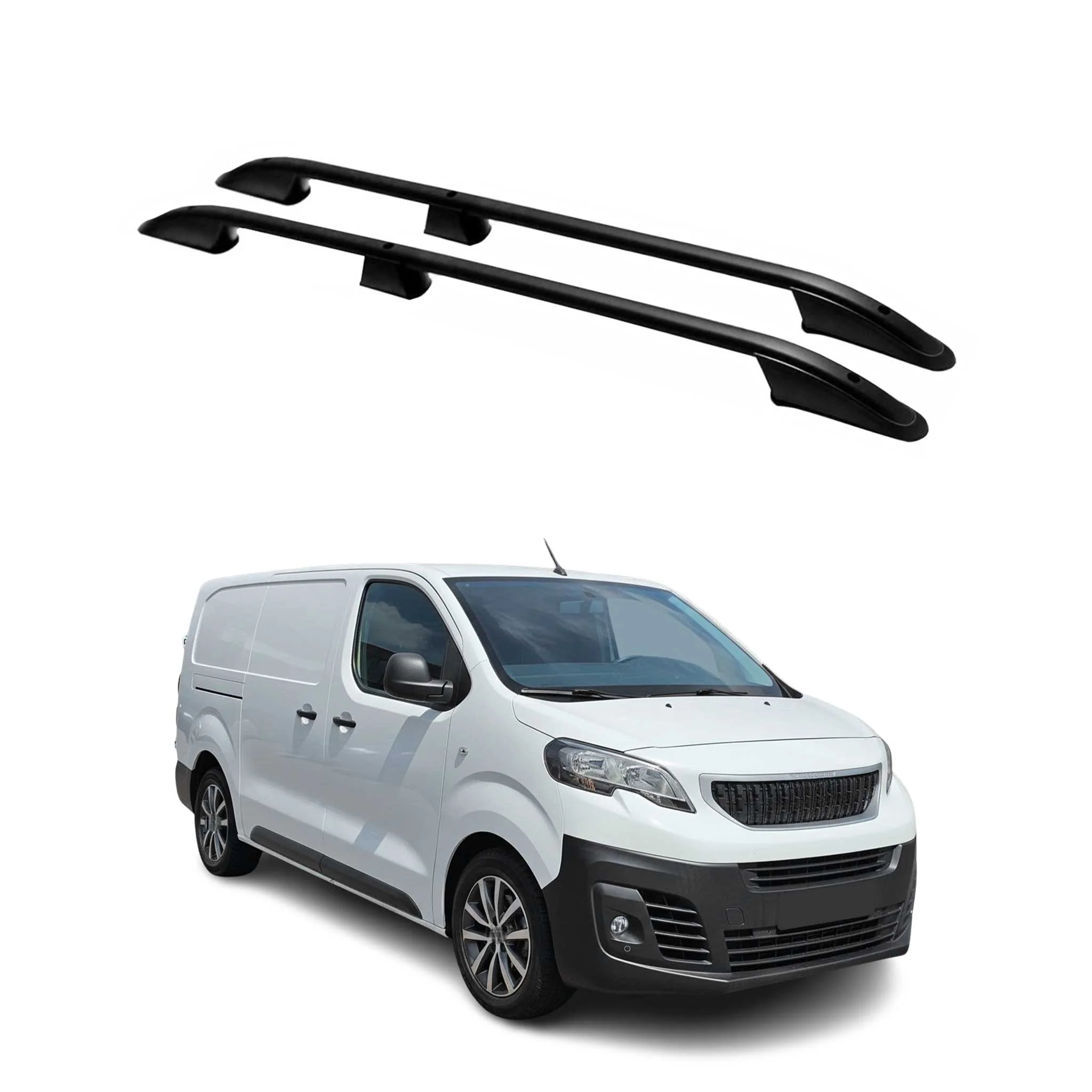 Barres de toit longitudinales pour Peugeot Expert / Traveller 2016-2026 L2 Noir