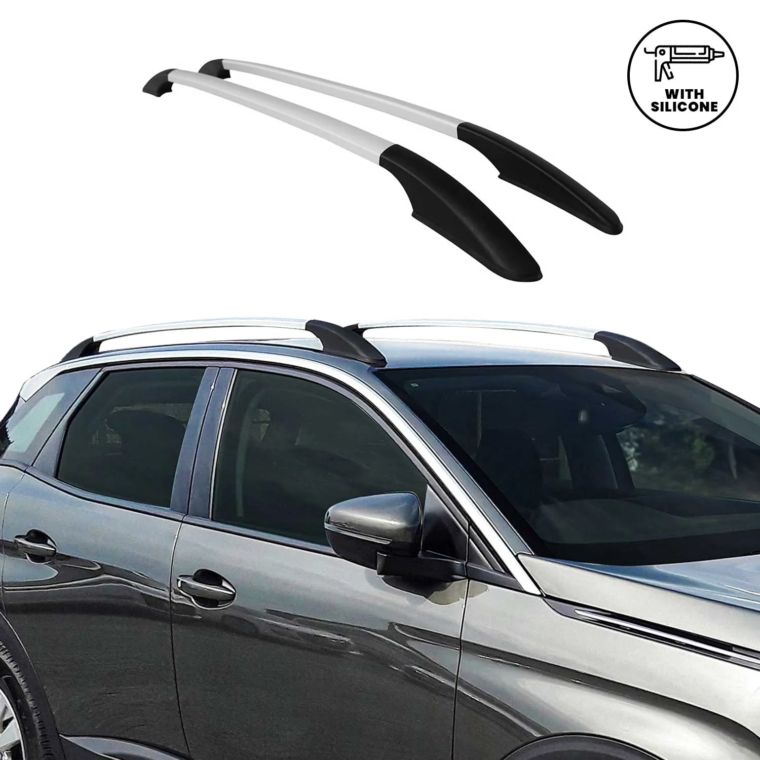Barres de toit longitudinales pour Renault Kadjar 2015-2021 en Alu gris - Image 5