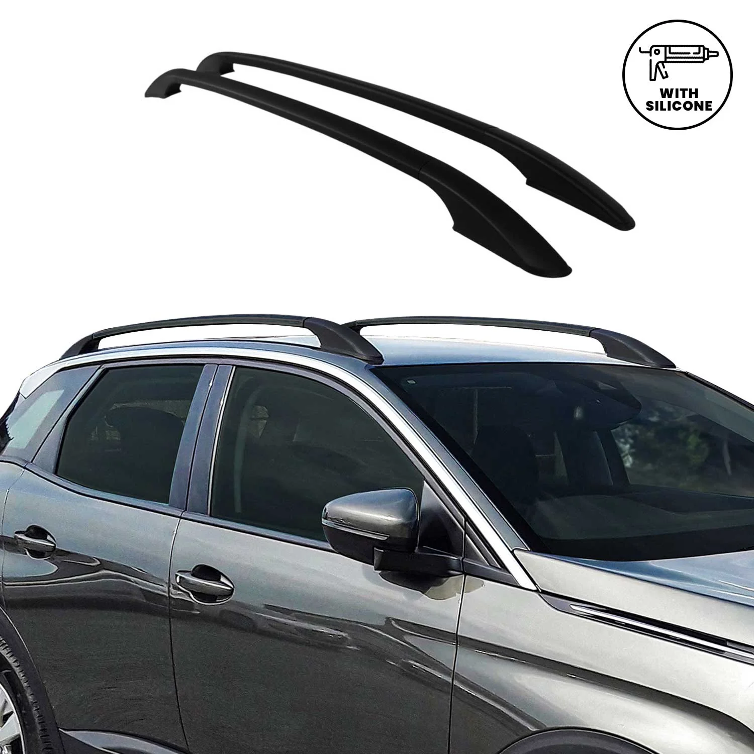 Barres de toit longitudinales pour Skoda Rapid Spaceback 2013-2019 en Alu noir - Image 5