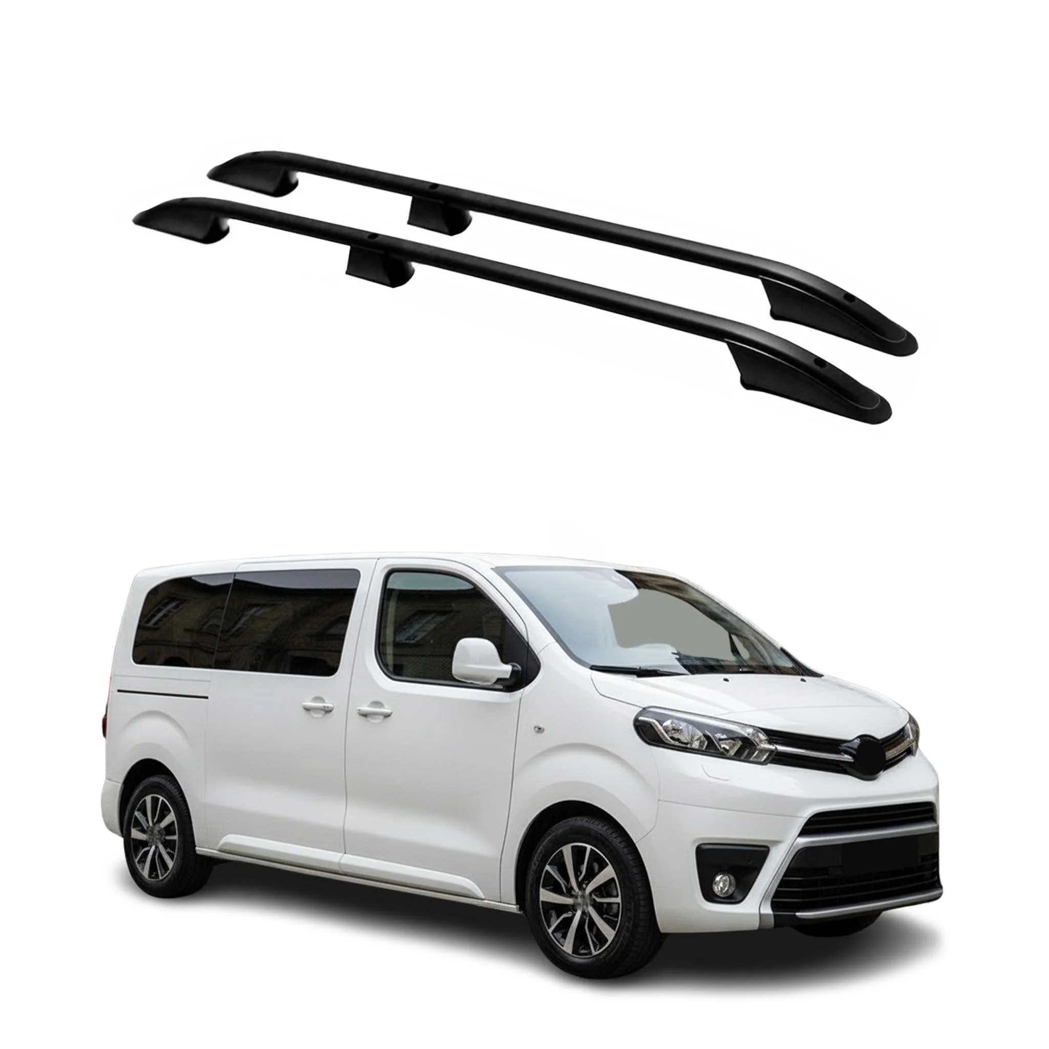 Barres de toit longitudinales pour Toyota Proace 2016-2026 L1 Court Alu Noir