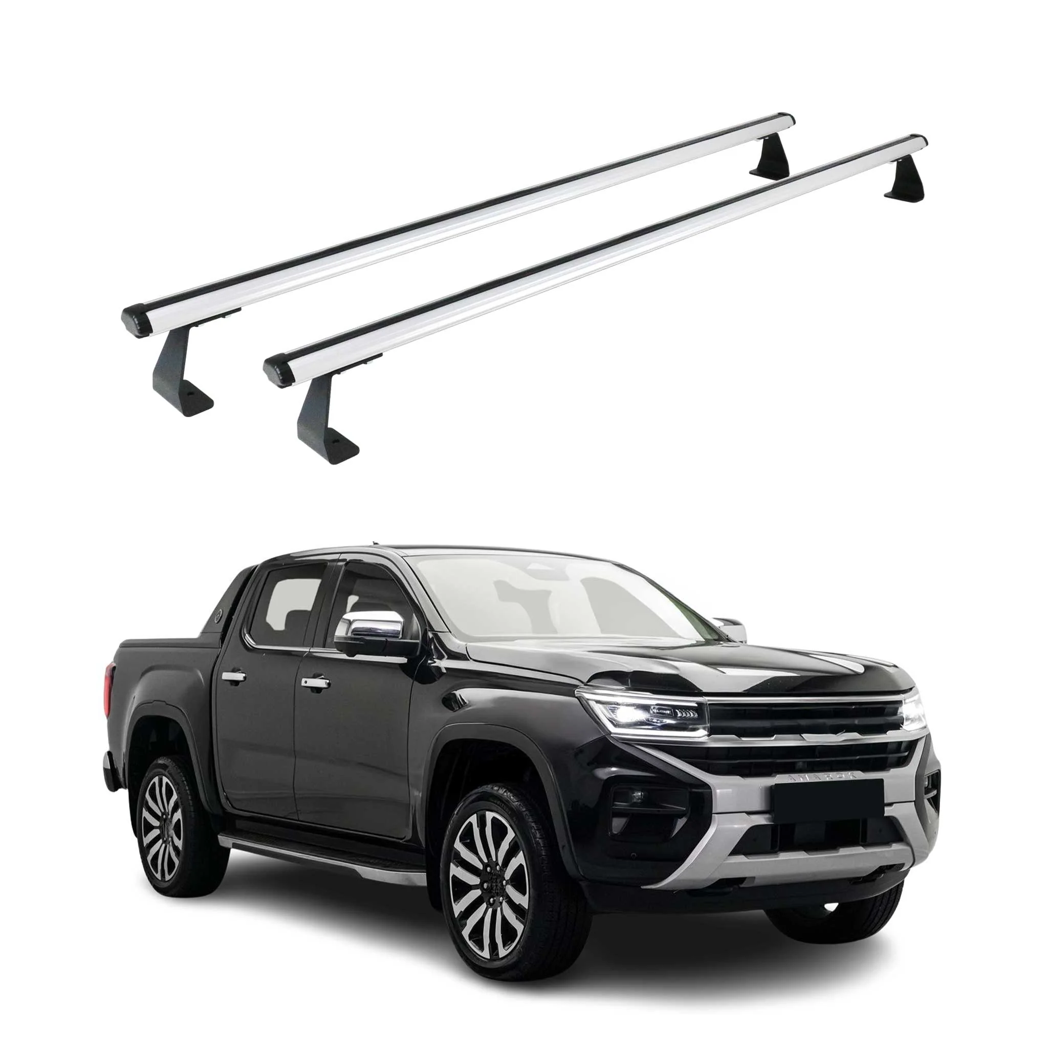 Barres de toit longitudinales pour VW Amarok mk2 2023-2026 Alu Gris 2x
