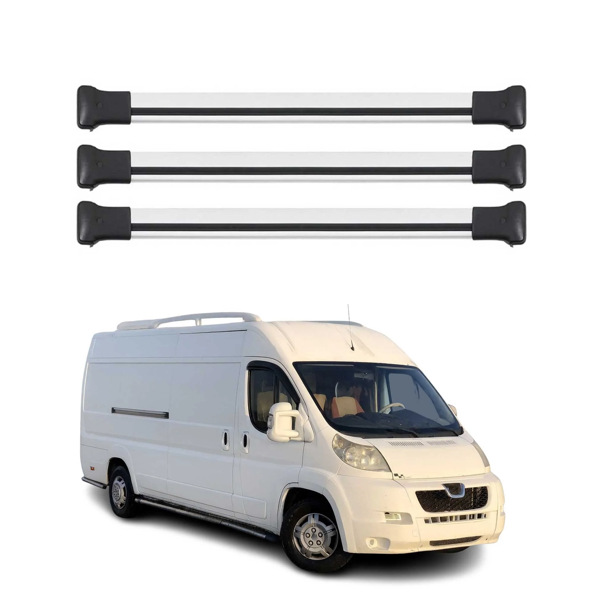 Barres de toit transversale pour Peugeot Boxer 2006-2024 Aluminium Gris 3Pcs