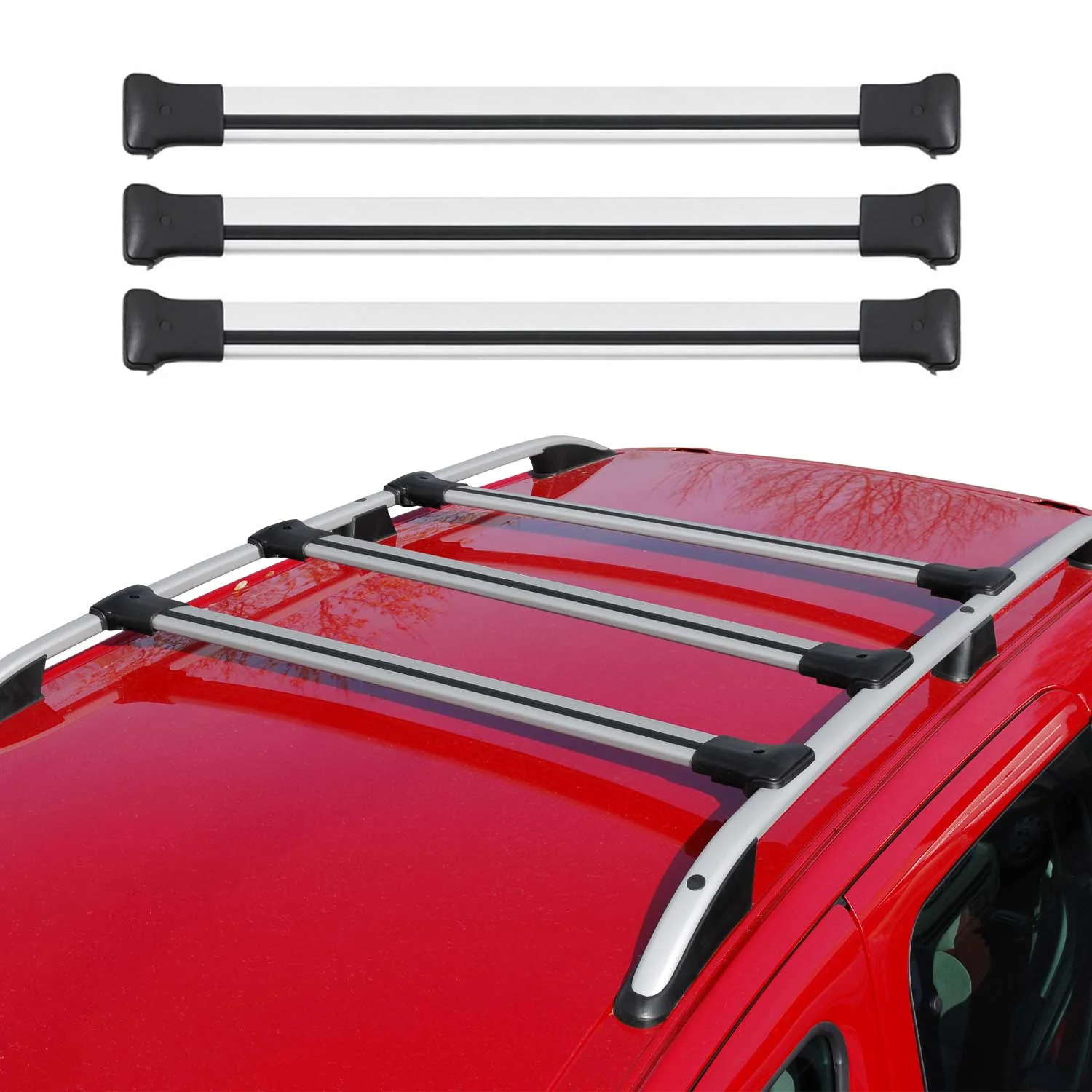 Barres de toit transversale pour Peugeot Boxer 2006-2024 Aluminium Gris 3Pcs - Image 2