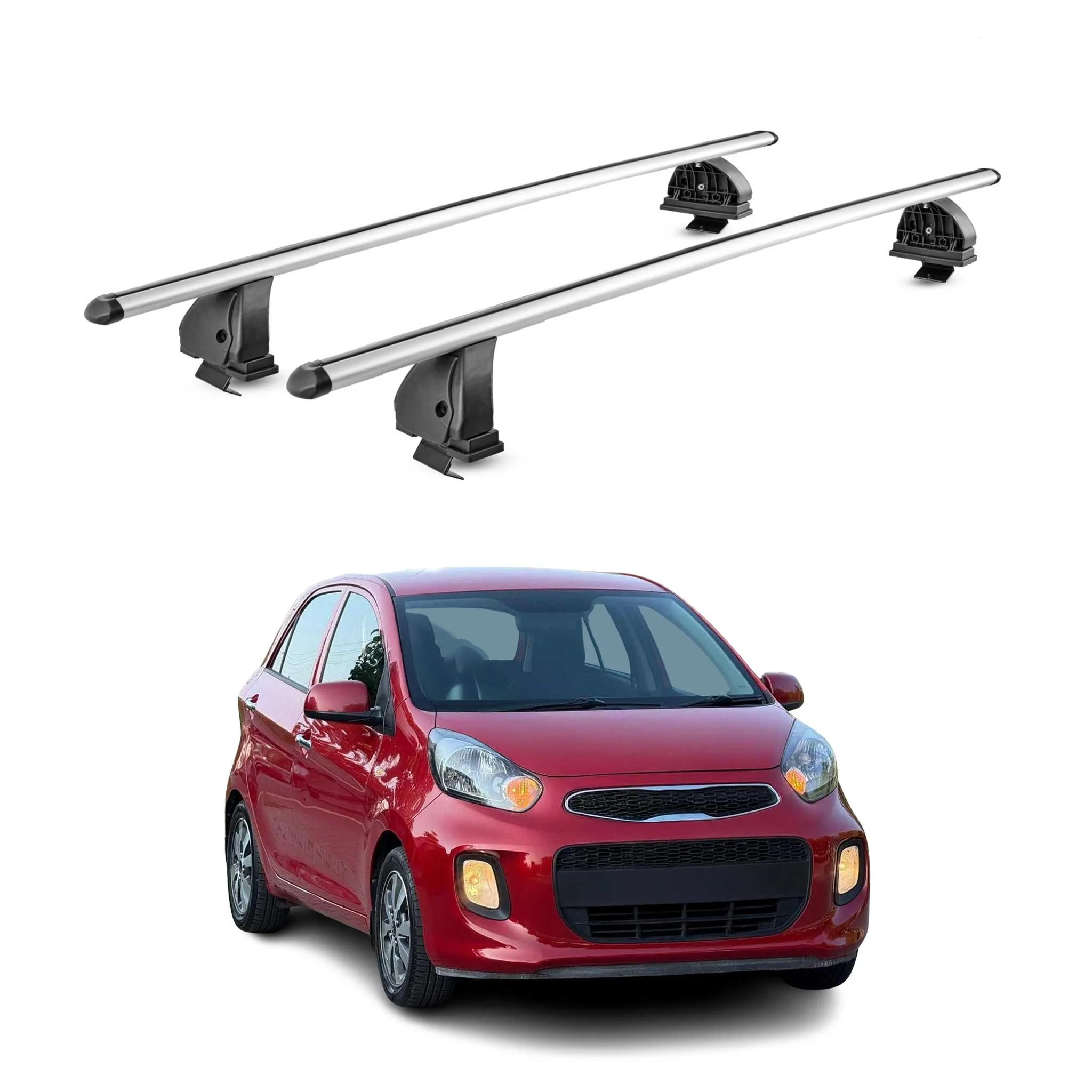 Barres de toit transversales Alu pour Kia Picanto II 2011-2017 TÜV 75 kg Gris 2x