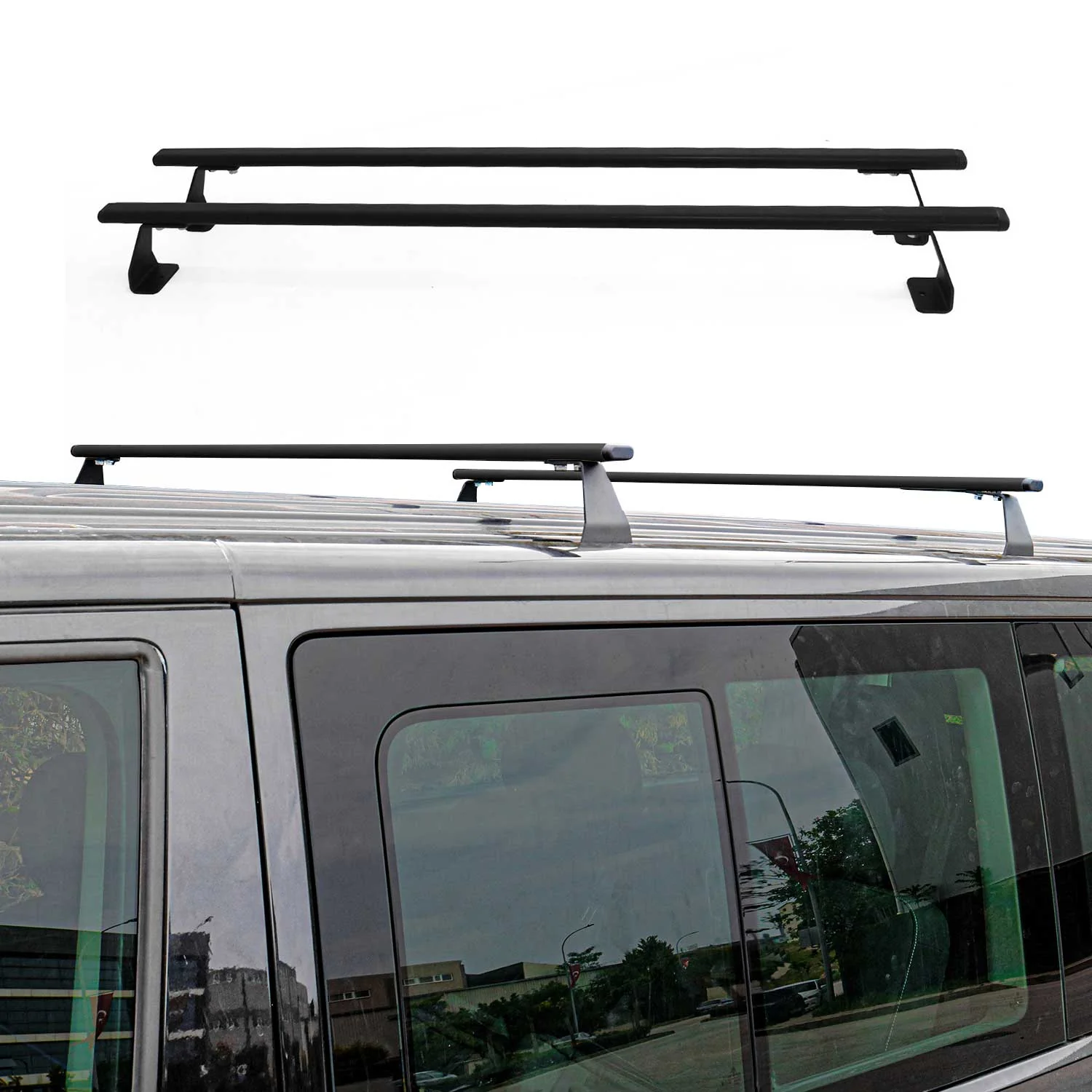 Barres de toit transversales Fiat Doblo 2000-2010 noir en acier - Image 2