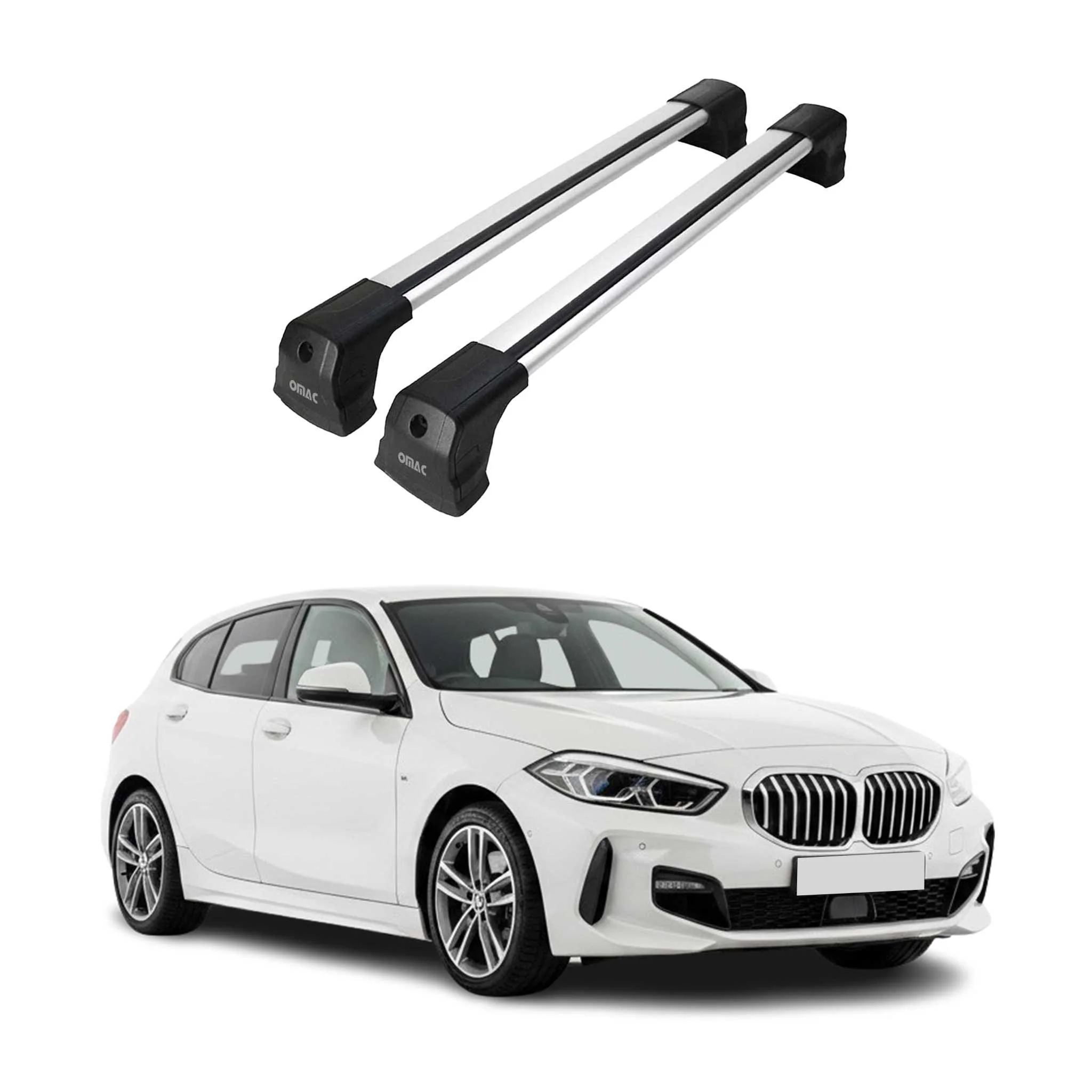 Barres de toit transversales pour BMW Serie 1 F40 2019-2024 Aluminium Gris 2Pcs