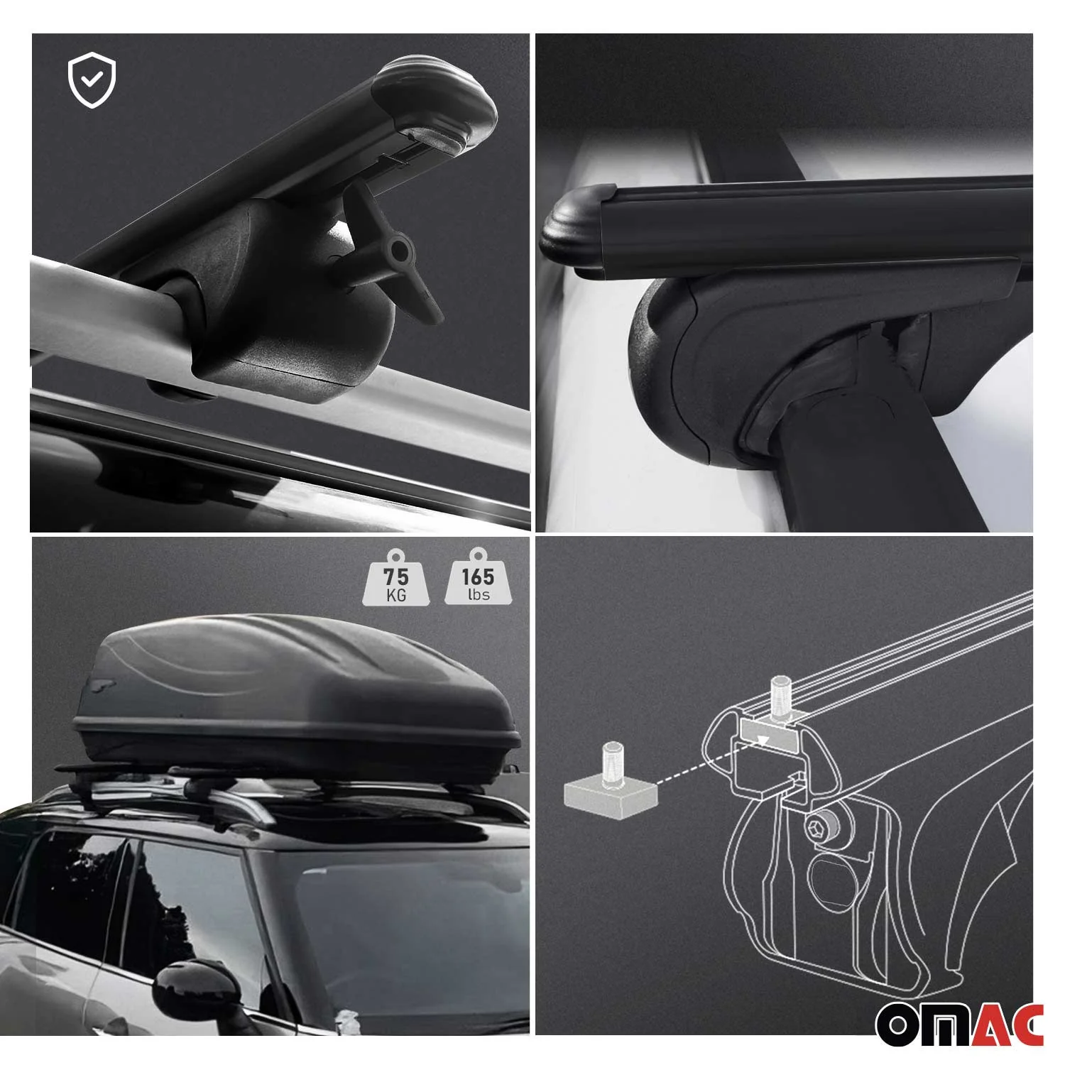 Barres de toit Transversales pour Chevrolet Captiva 2006-2015 Aluminium Noir - Image 4