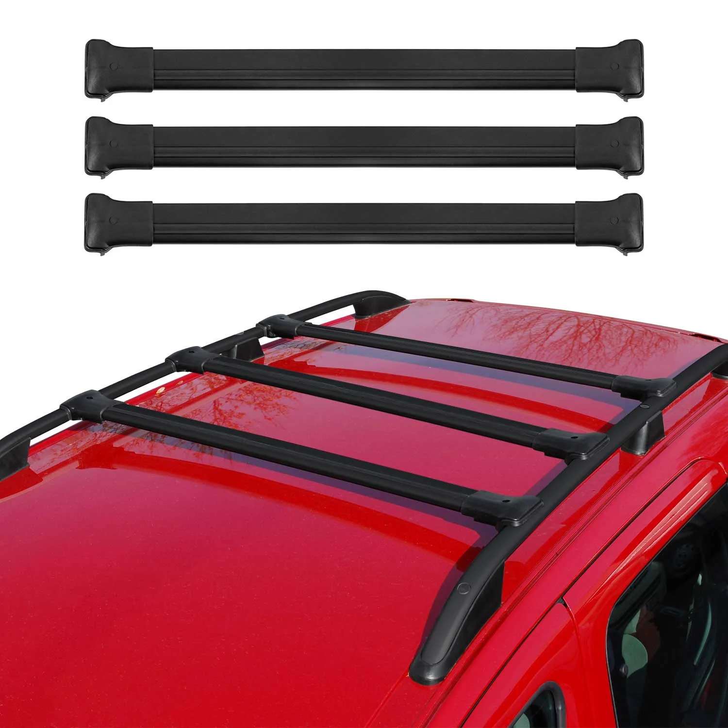 Barres de toit transversales pour Citroen Jumpy 2007-2016 Aluminium Noir 3 pcs - Image 2