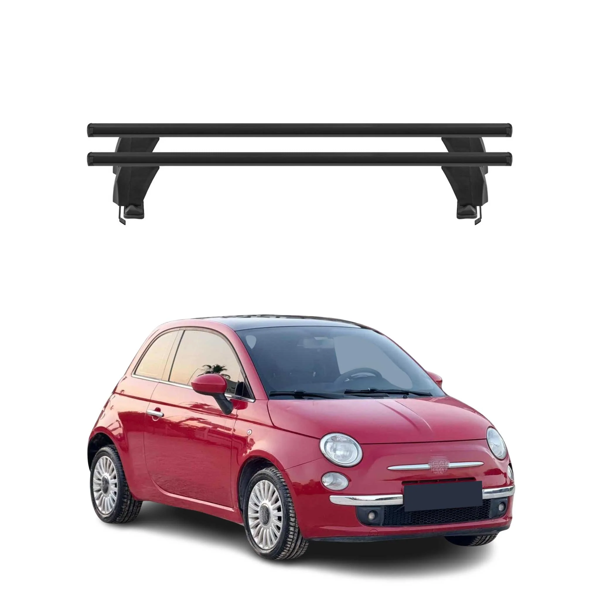 Barres de toit Transversales pour Fiat 500/500e/500EV/500 Hybrid 2007-26 Noir 2x