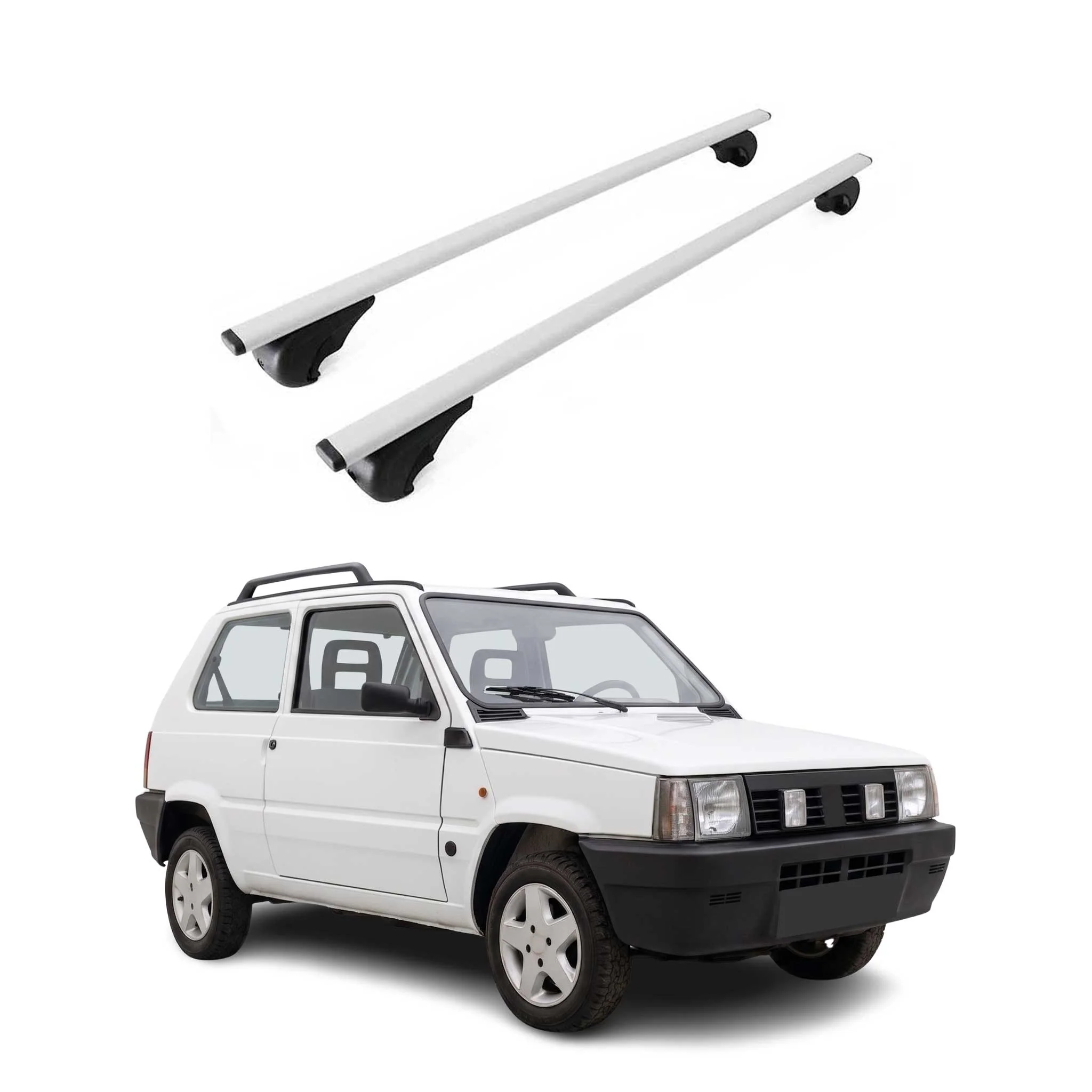 Barres de toit Transversales pour Fiat Panda I Hatchback 1980-2003 Fer Gris 2Pcs