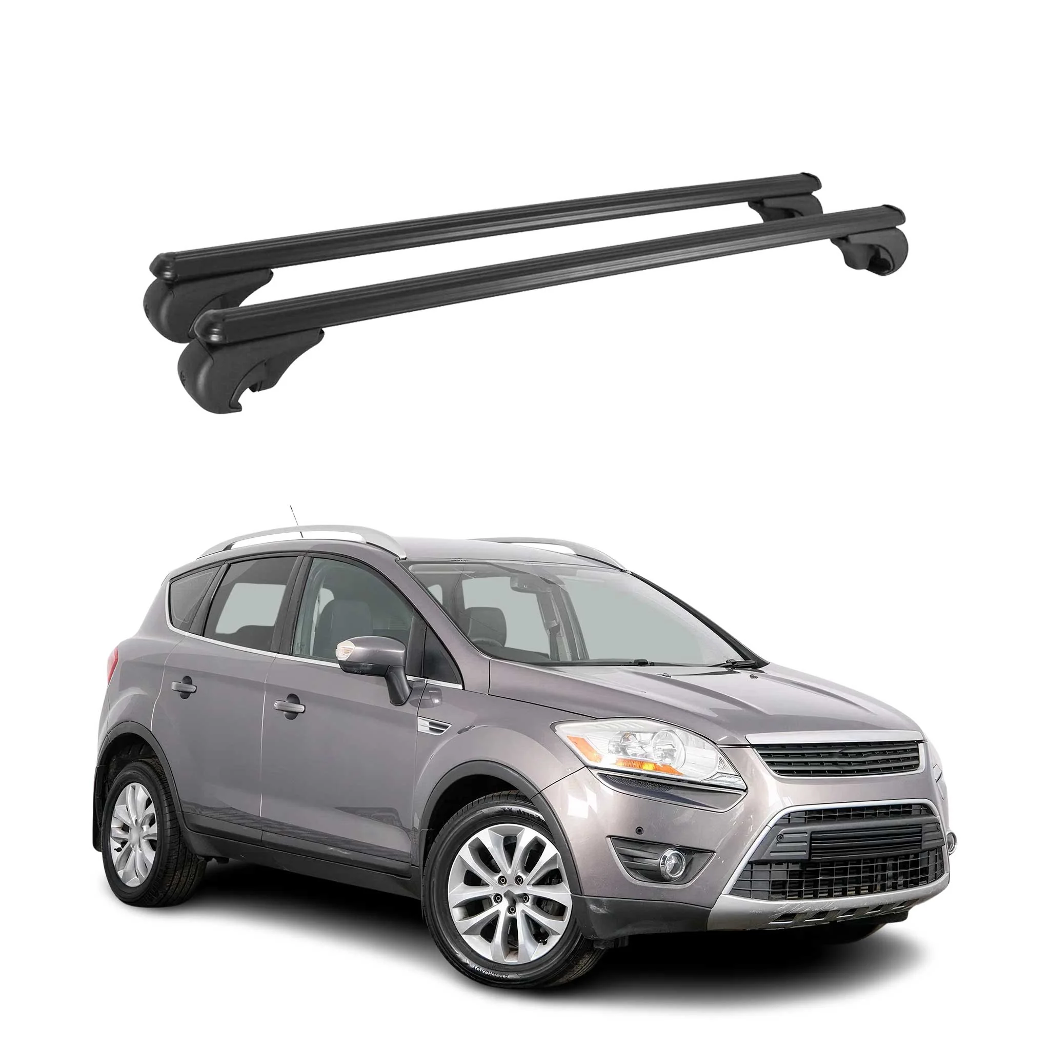 Barres de toit Transversales pour Ford Kuga I 2008-2012 Noir Aluminium