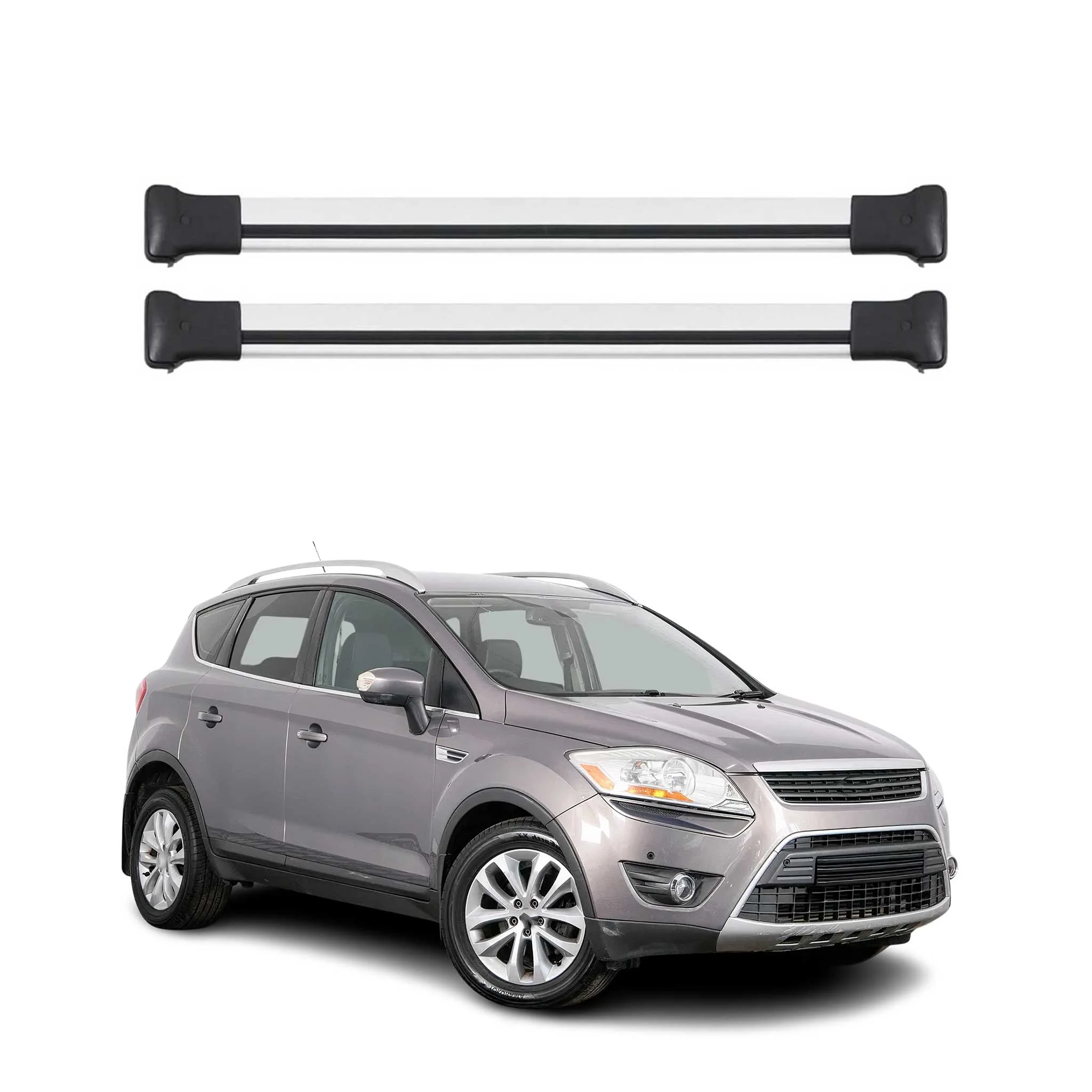 Barres de toit transversales pour Ford Kuga I 2008-2012 Aluminium Gris 2x