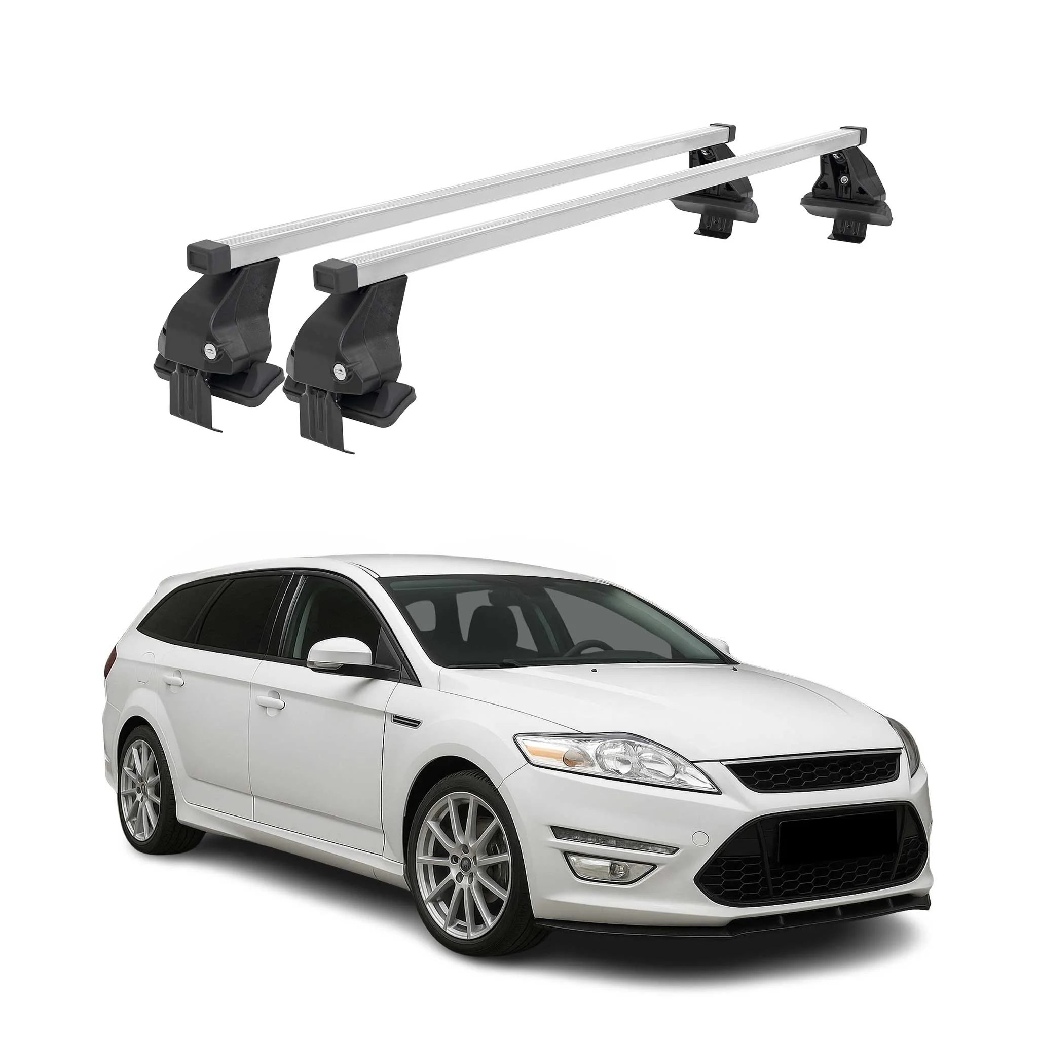 Barres de toit transversales pour Ford Mondeo mk4 Wagon 2007-2014 Acier Gris