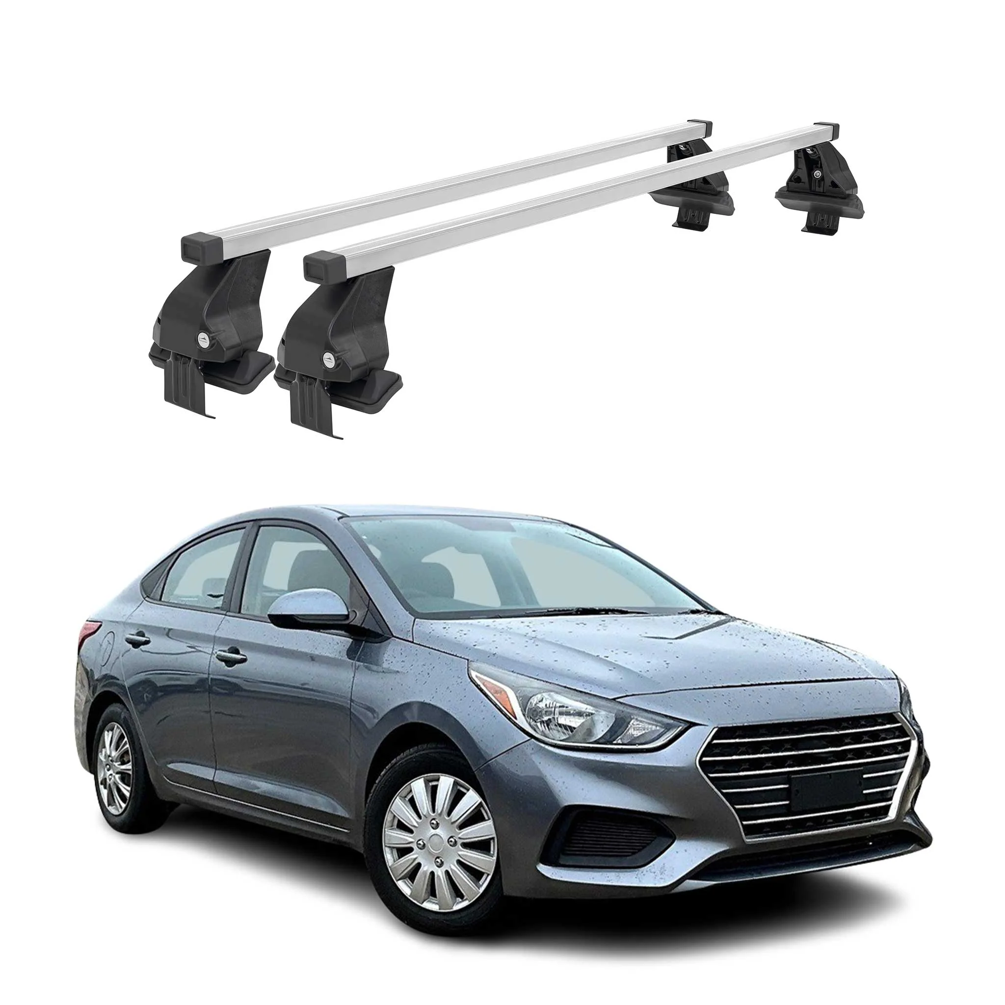 Barres de toit transversales pour Hyundai Accent V SD 2017-2024 Acier Gris