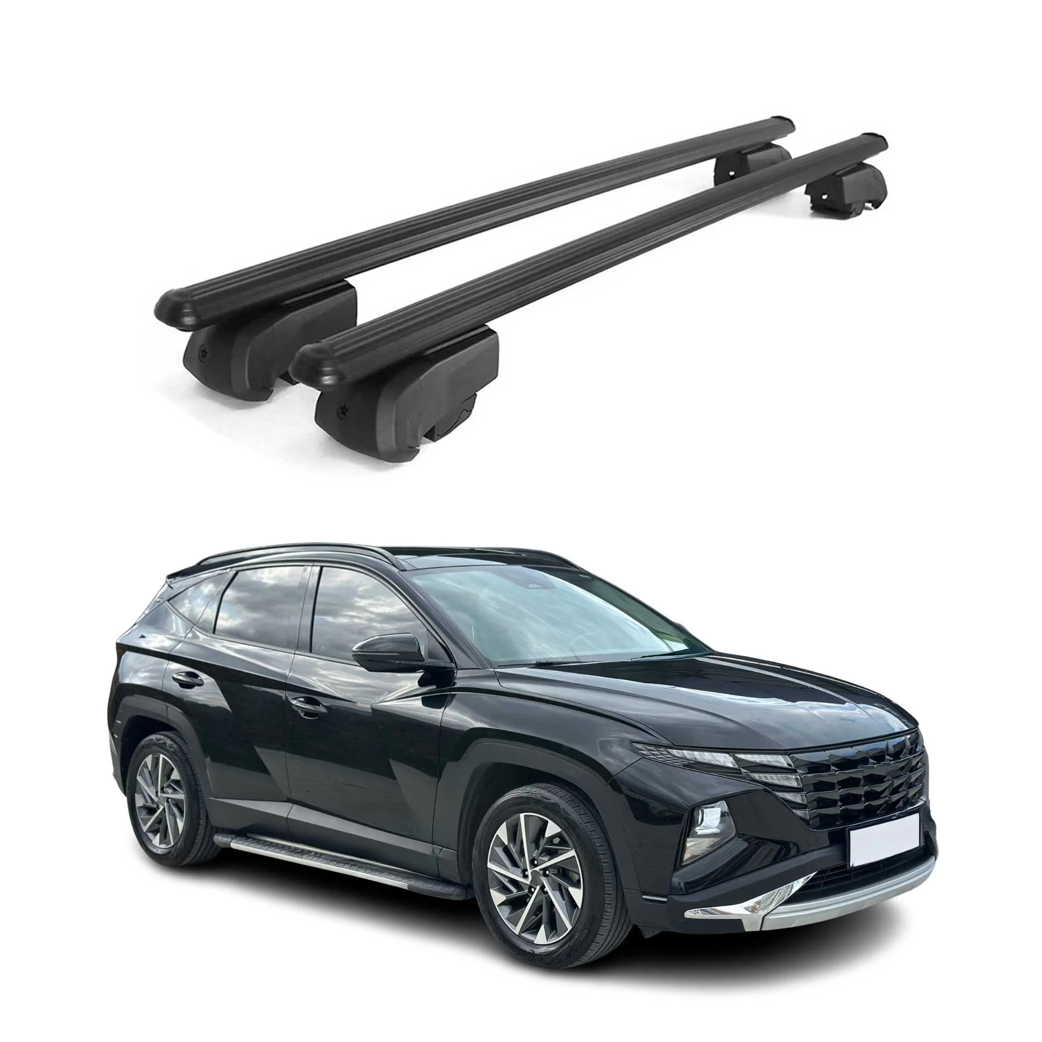 Barres de toit Transversales pour Hyundai Tucson NX4 SUV 2022-2026 ABE Noir