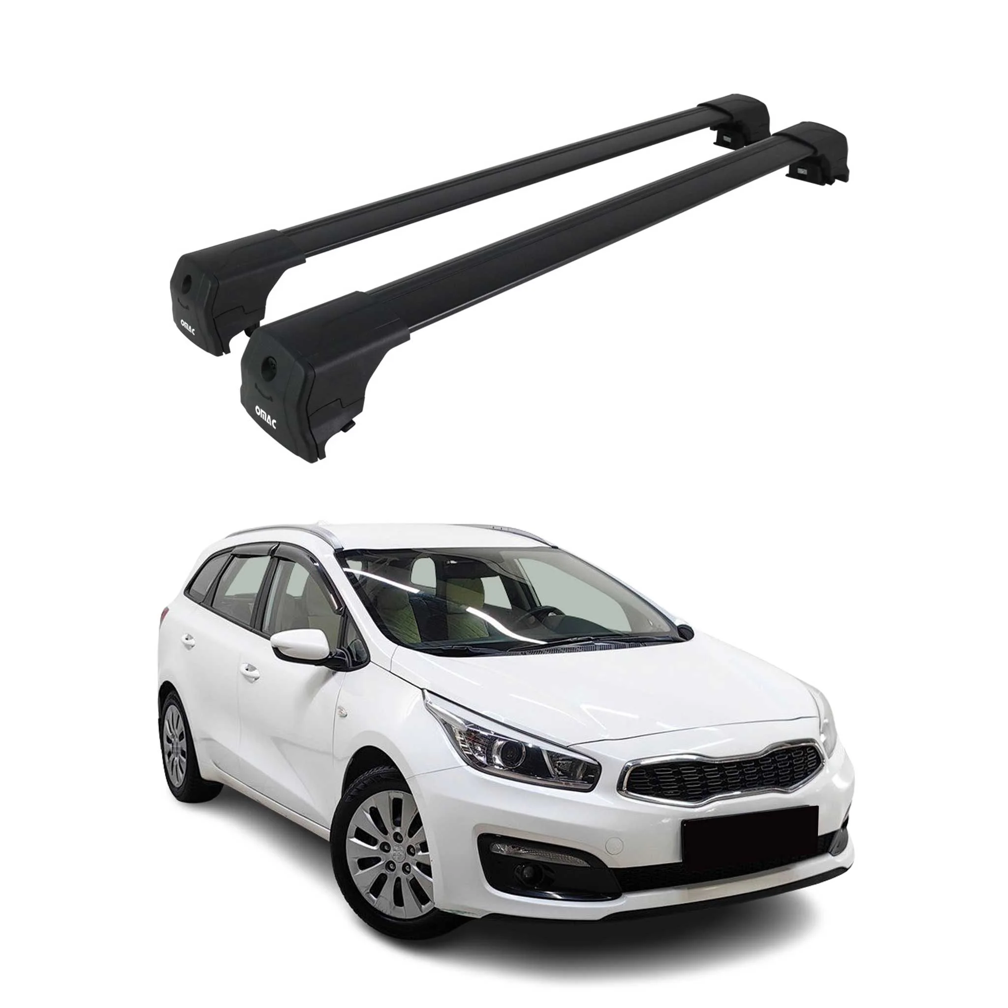 Barres De Toit pour Kia Cee'd Estate Break 2012-2018 Aluminium Noir ABE