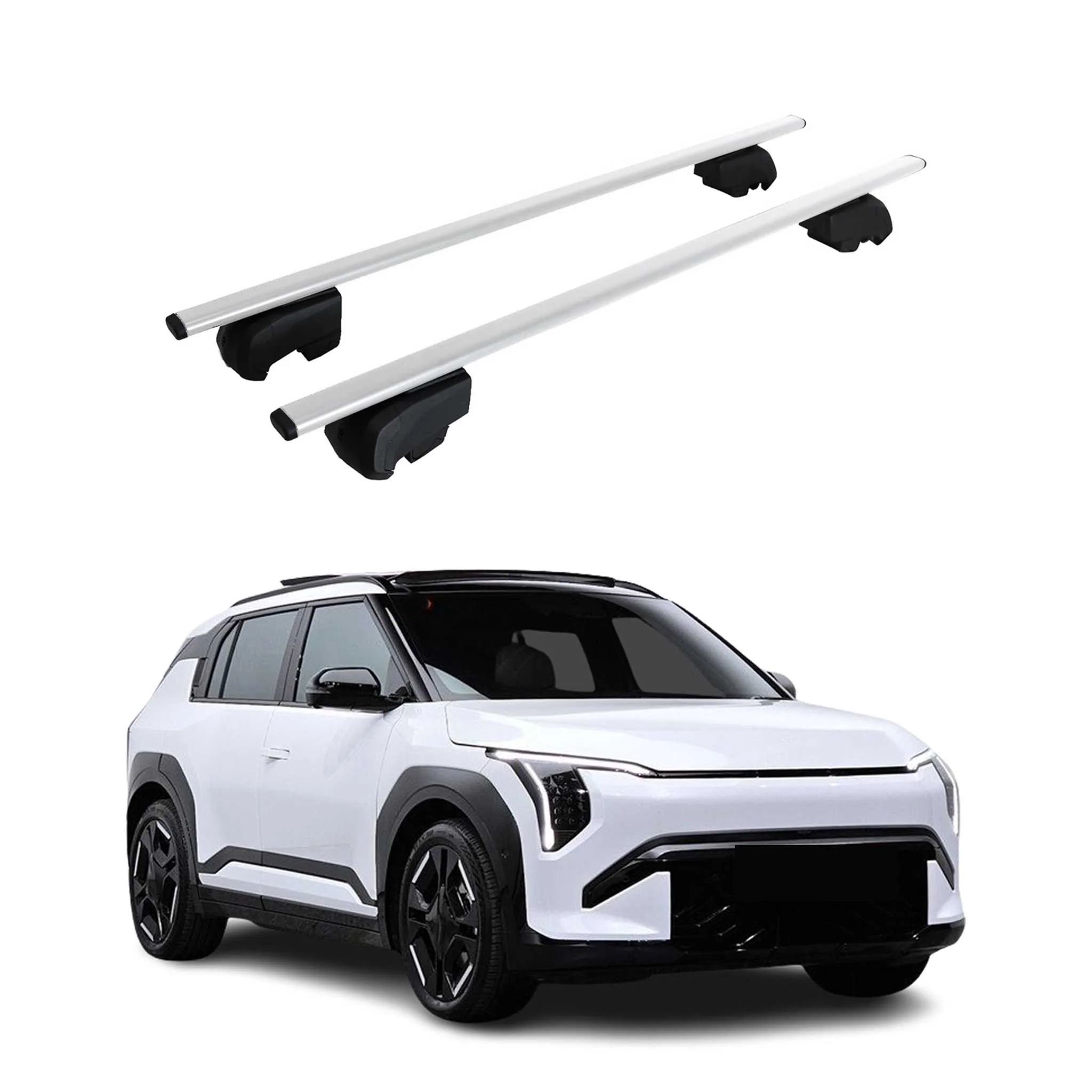 Barres de toit Transversales pour Kia EV3 2024-2026 Fer Noir 2Pcs