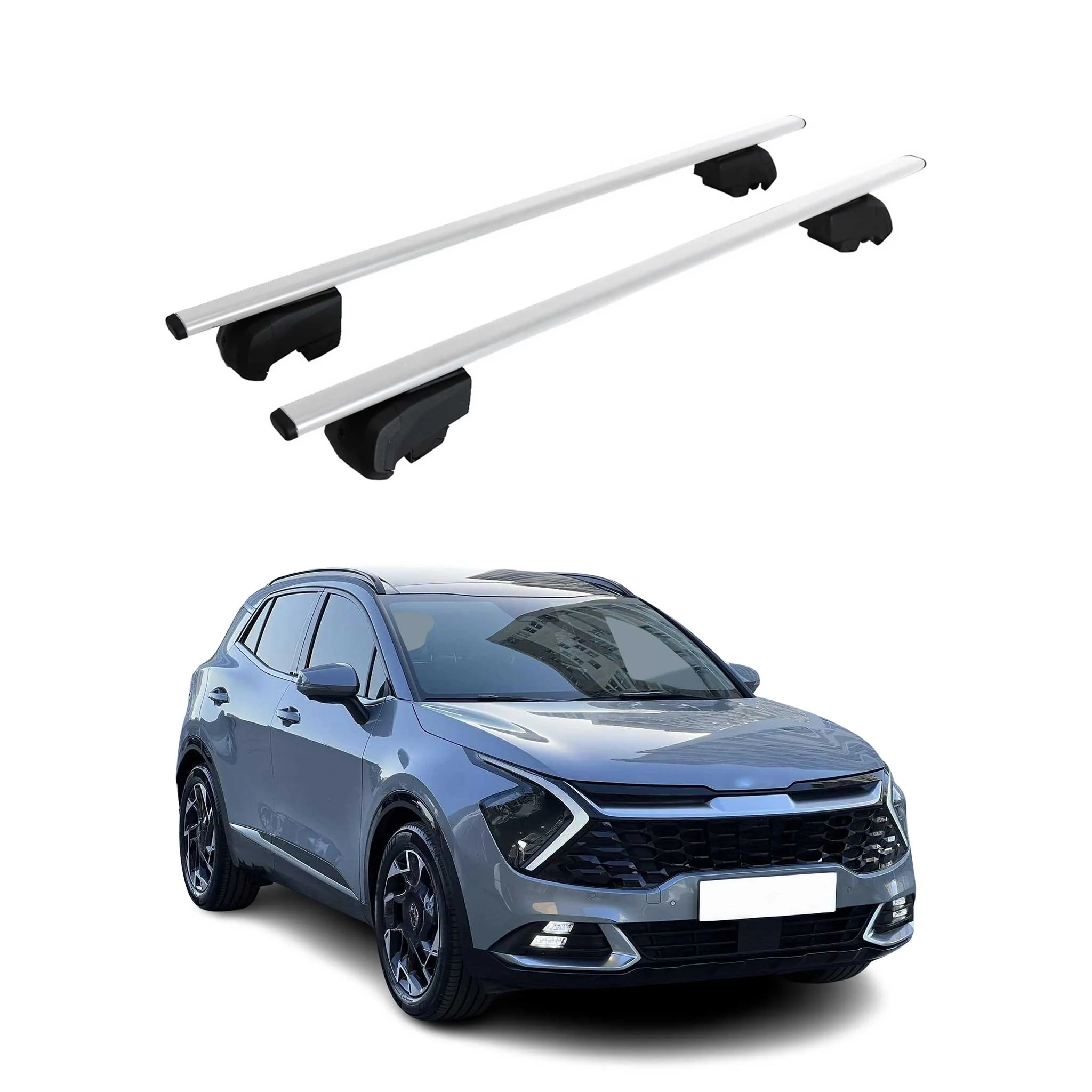 Barres de toit Transversales pour Kia Sportage 2023-2026 Fer Gris ABE 2x