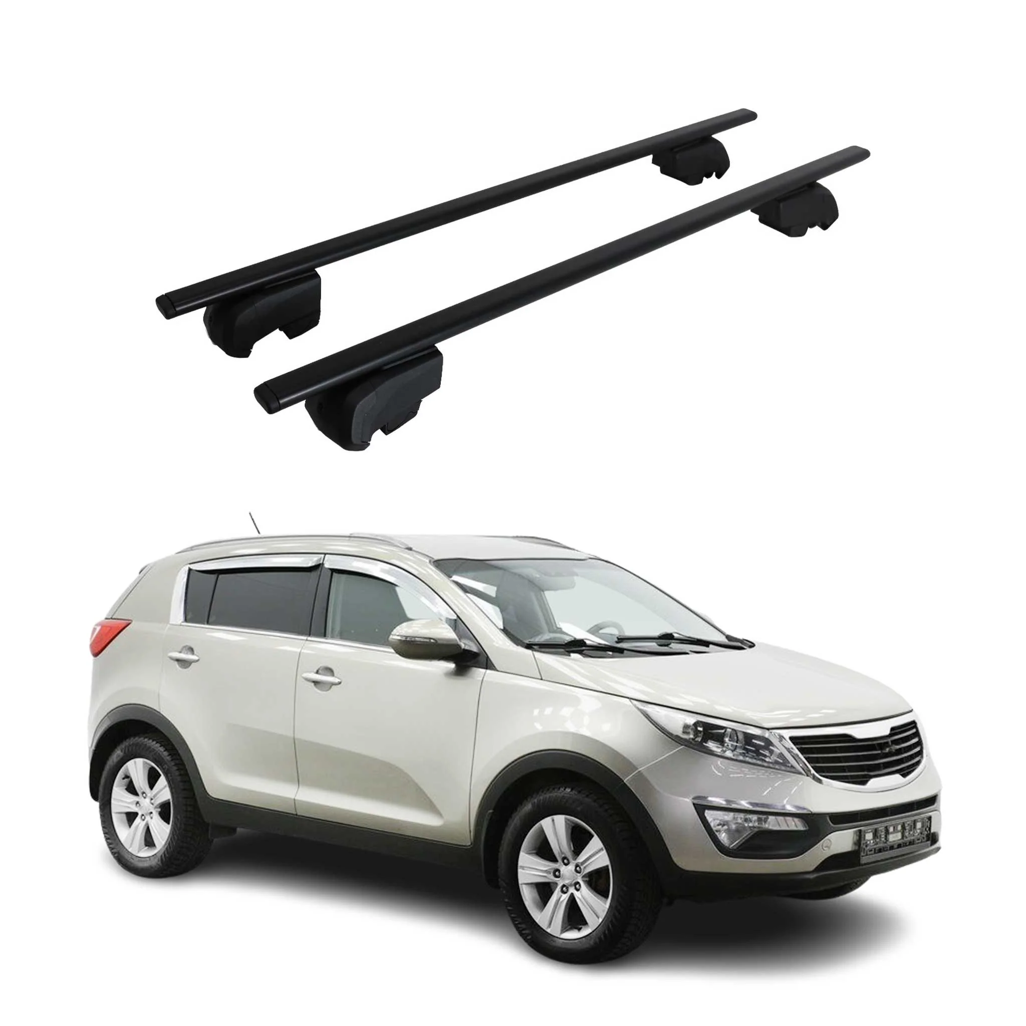 Barres de toit Transversales pour Kia Sportage SL 2010-2015 ABE Fer Noir
