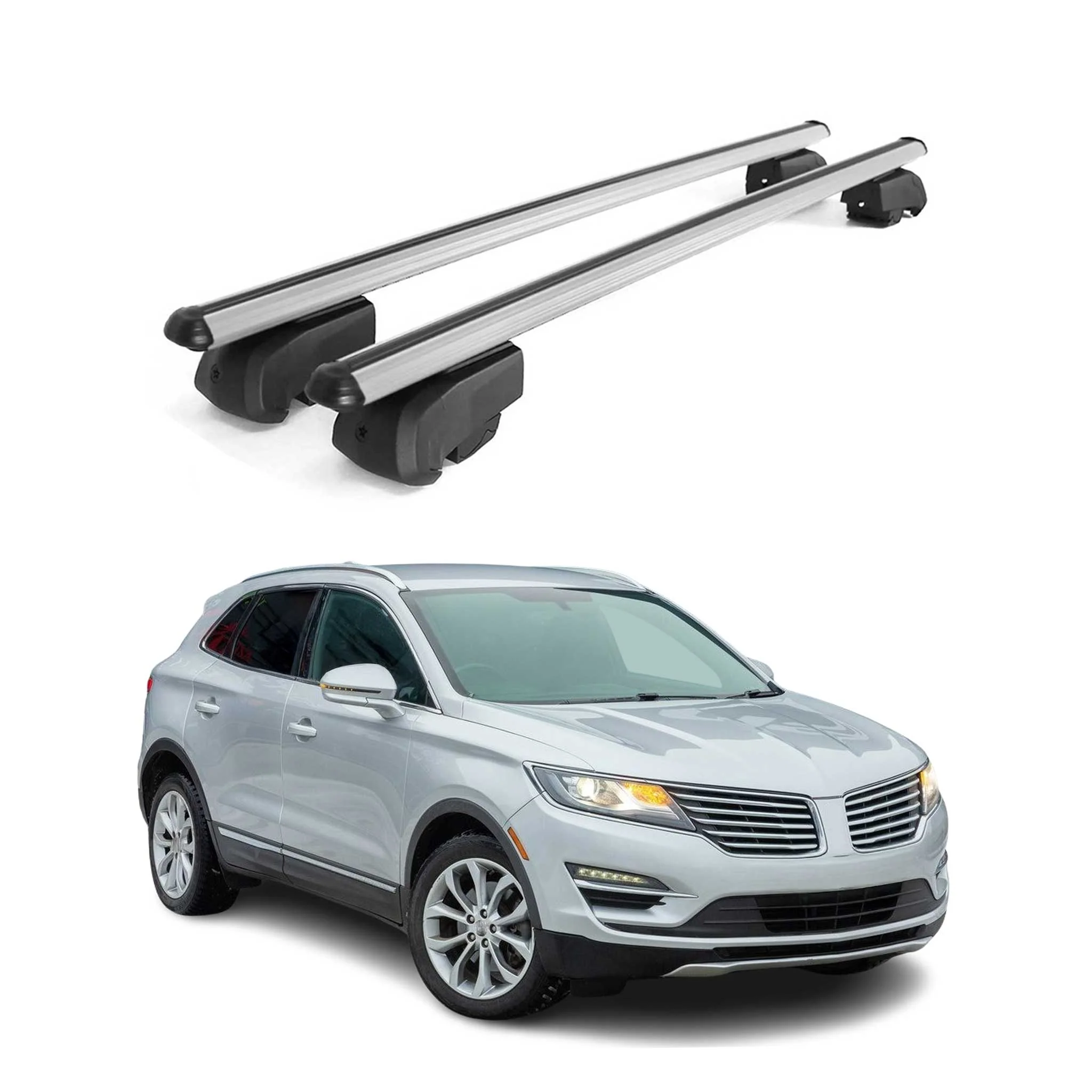 Barres de toit Transversales pour Lincoln MKC 2015-2019 ABE Aluminium Gris