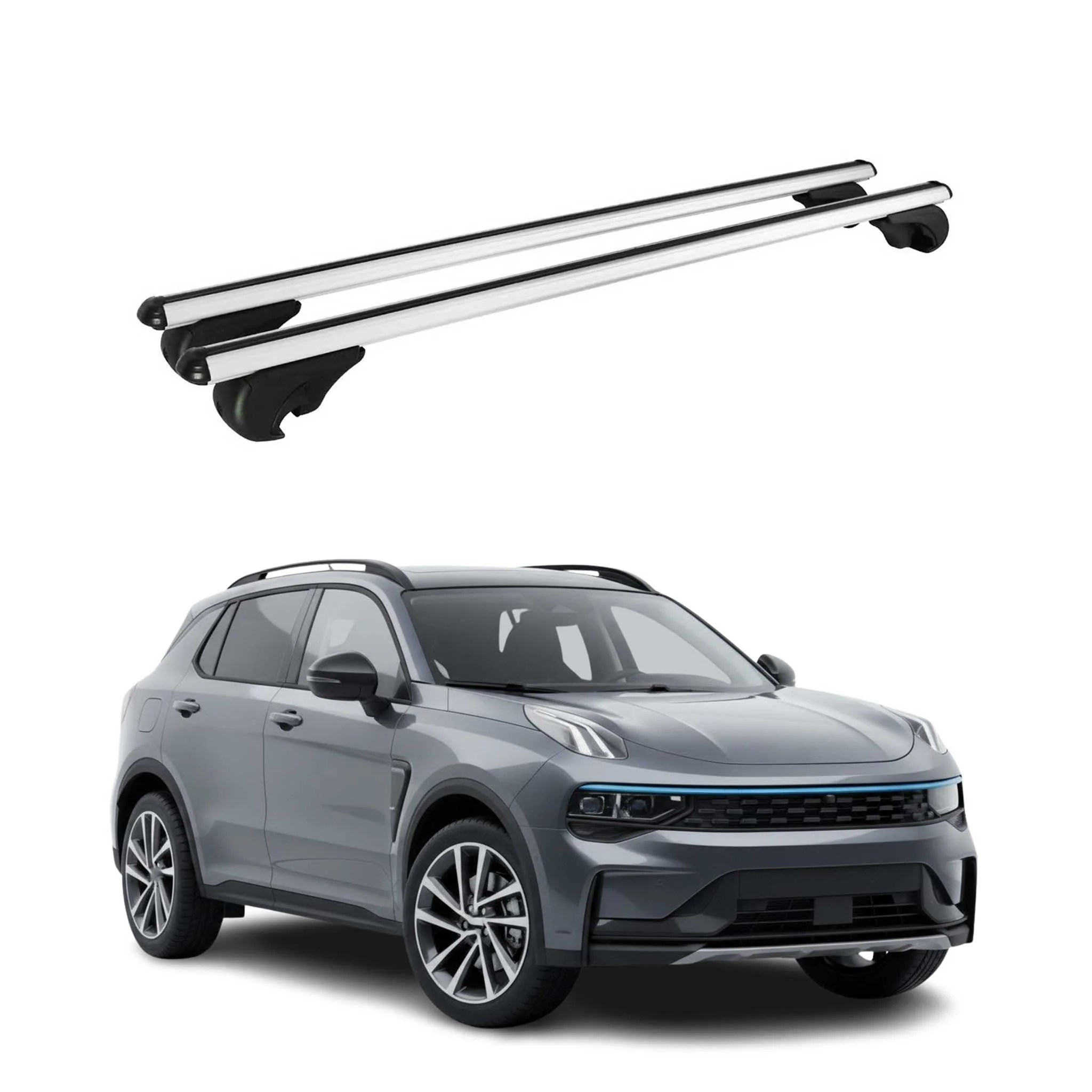 Barres de toit Transversales pour Lynk & Co 01 2021-2026 TÜV Aluminium Gris 2Pcs