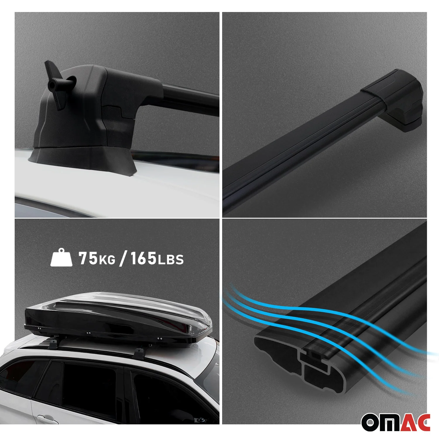 Barres de toit transversales pour Mercedes W205 2014-2021 Berline Alu Noir - Image 6