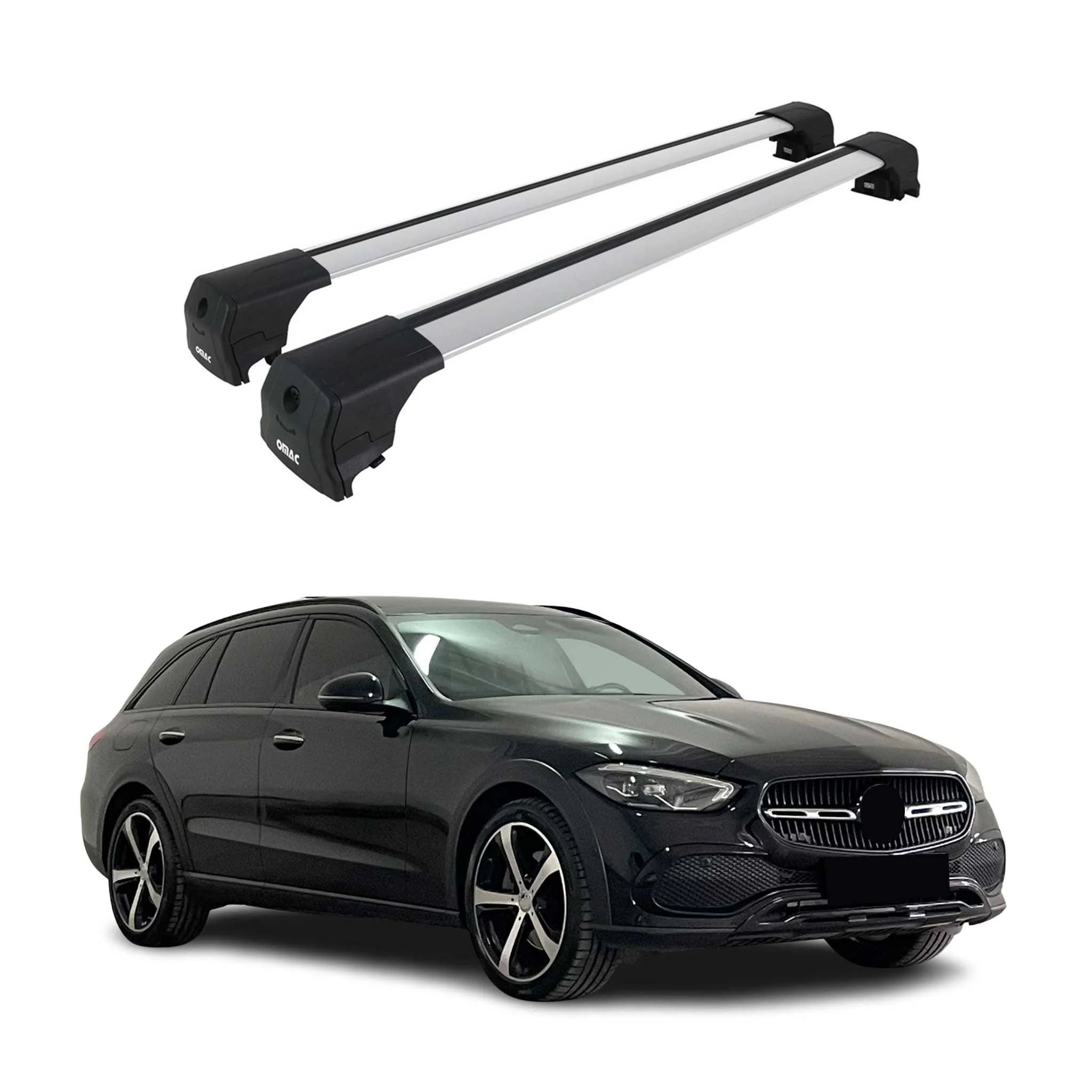 Barres De Toit Transversales pour Mercedes Classe C S206 2021-2026 Alu Gris 2Pcs