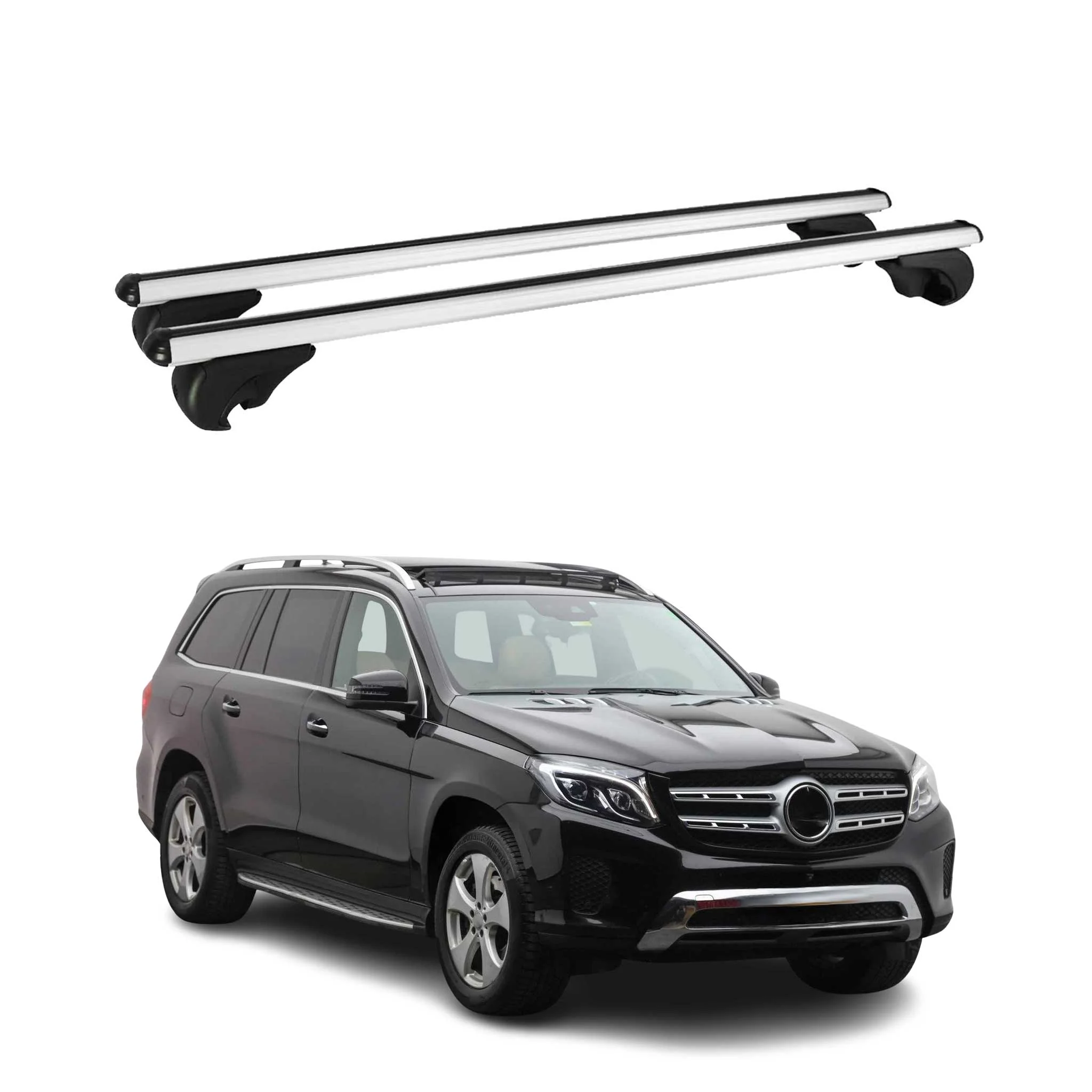 Barres de toit Transversales pour Mercedes GLS X166 2016-2021 Aluminium Argent