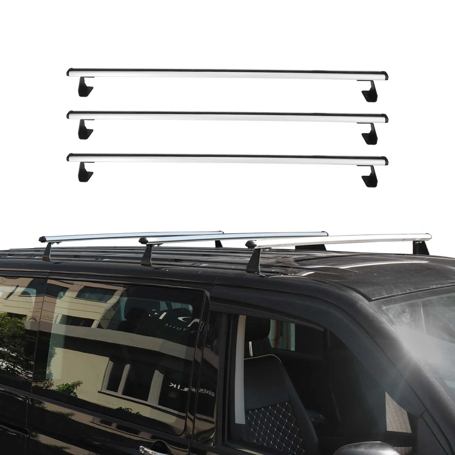 Barres de toit transversales pour Nissan NV200 2009-2020 Aluminium Gris 3 pcs - Image 2