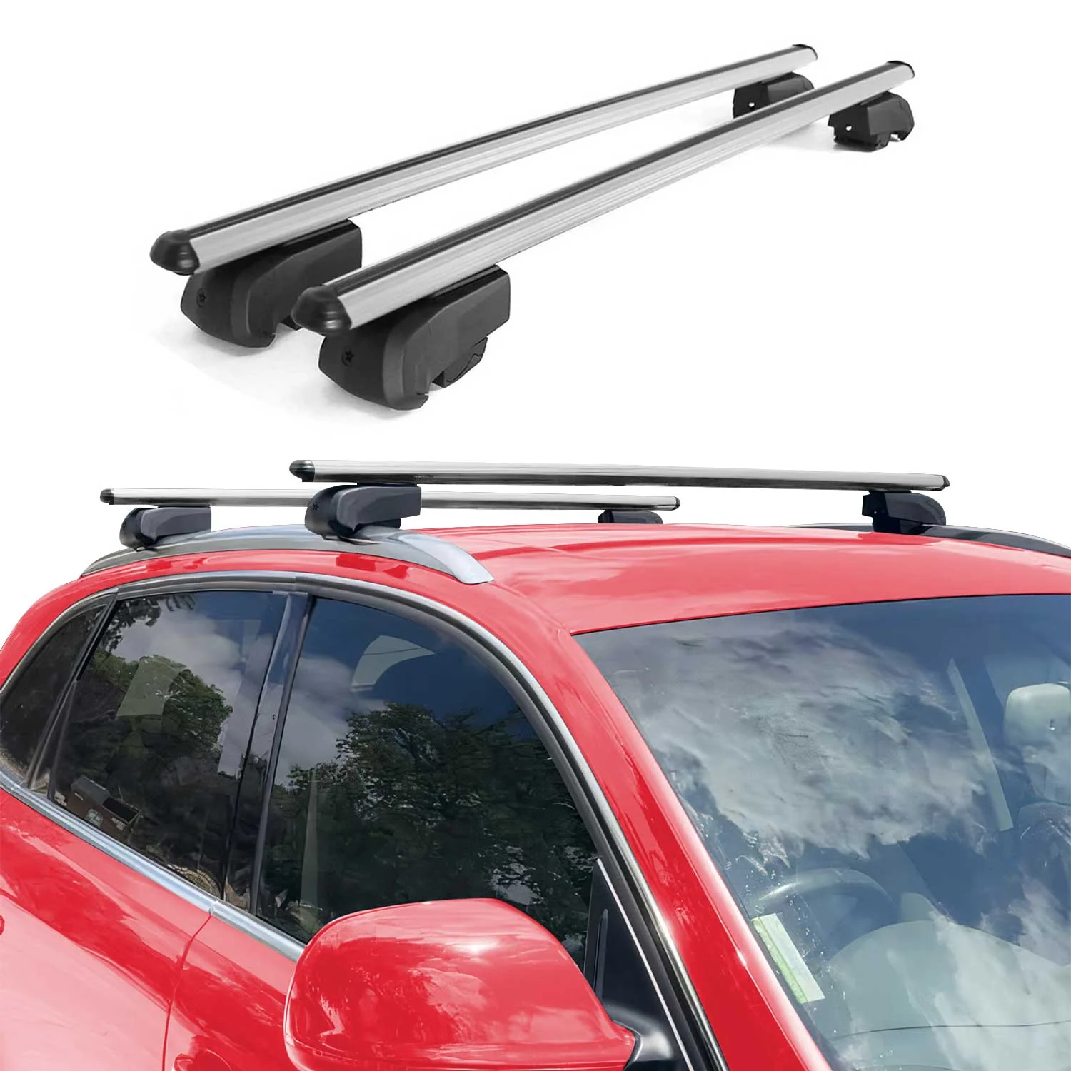 Barres de toit Transversales pour Opel Frontera 2024-2026 Aluminium Gris 2Pcs - Image 2