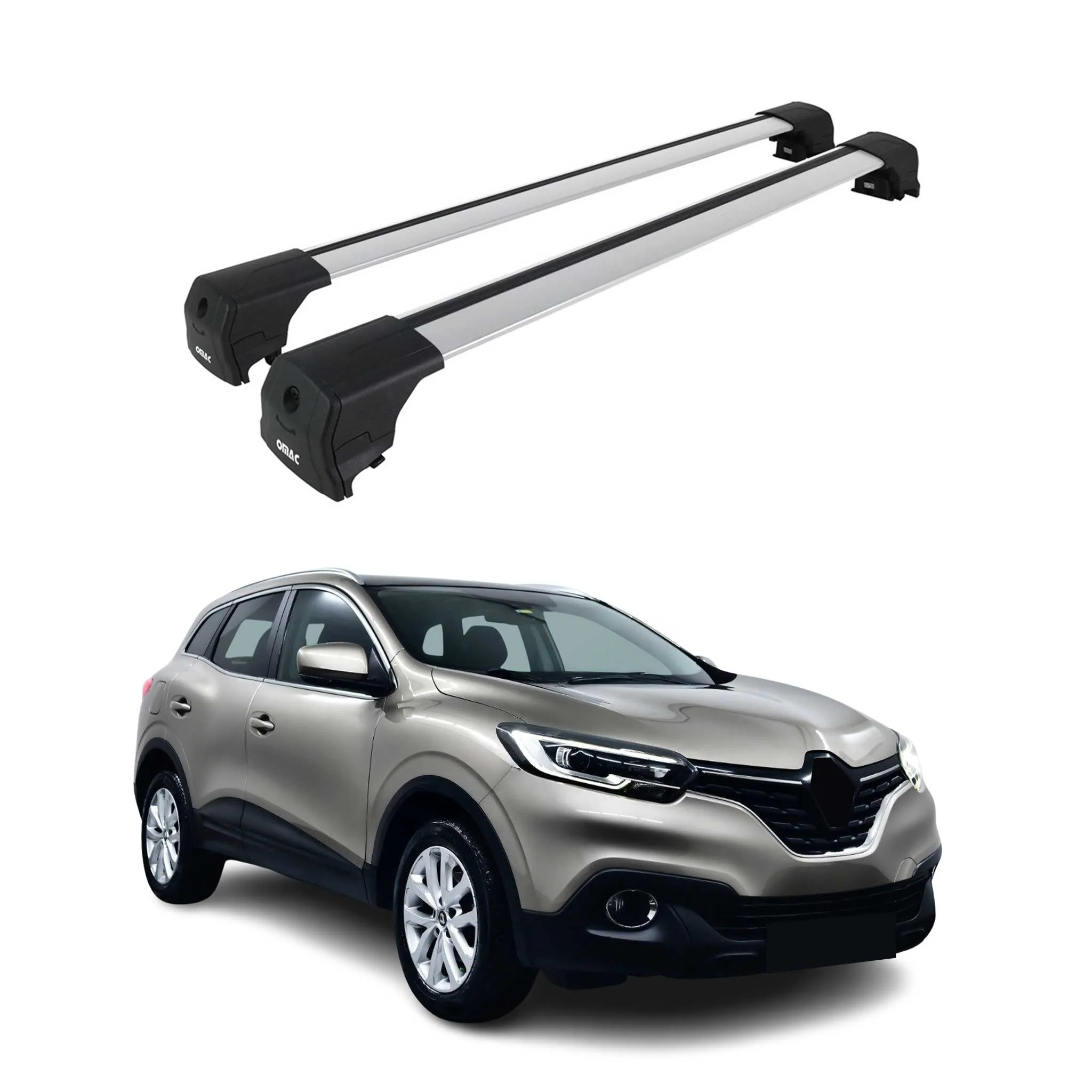 Barres De Toit Transversales pour Renault Kadjar 2015-2022 Aluminium Gris 2Pcs