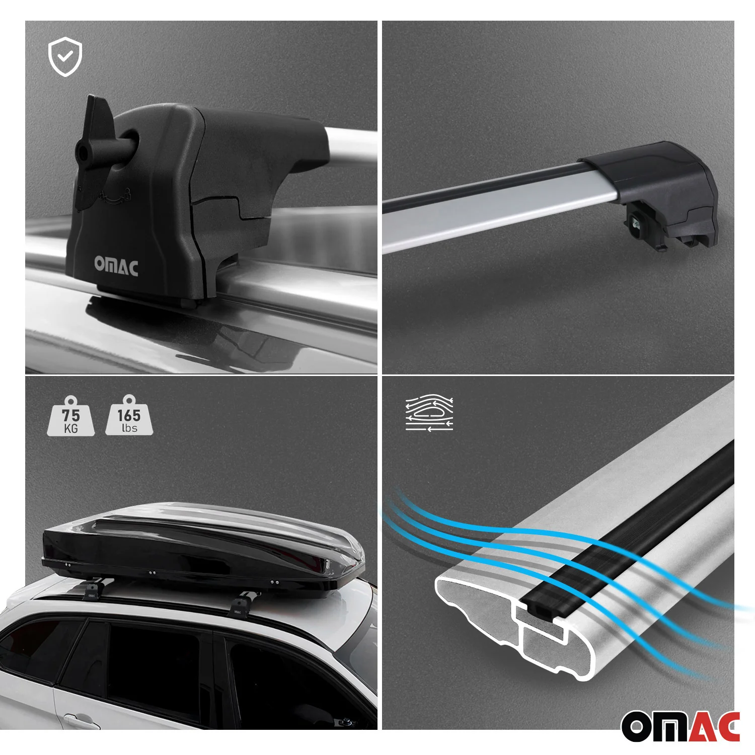 Barres De Toit Transversales pour Renault Kadjar 2015-2022 Aluminium Gris 2Pcs - Image 4