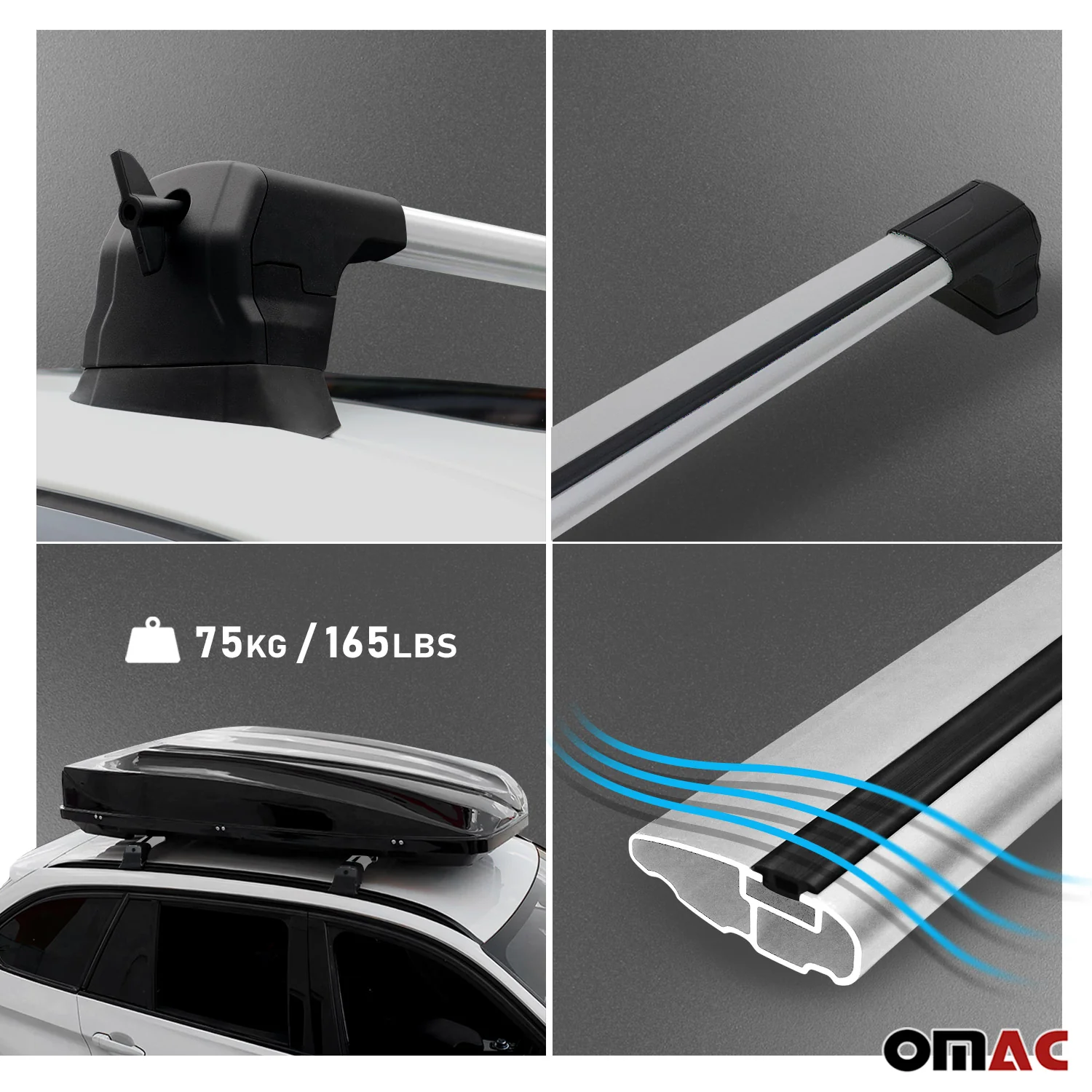 Barres de toit transversales pour Renault Trafic 2001-2014 Aluminium Gris - Image 6