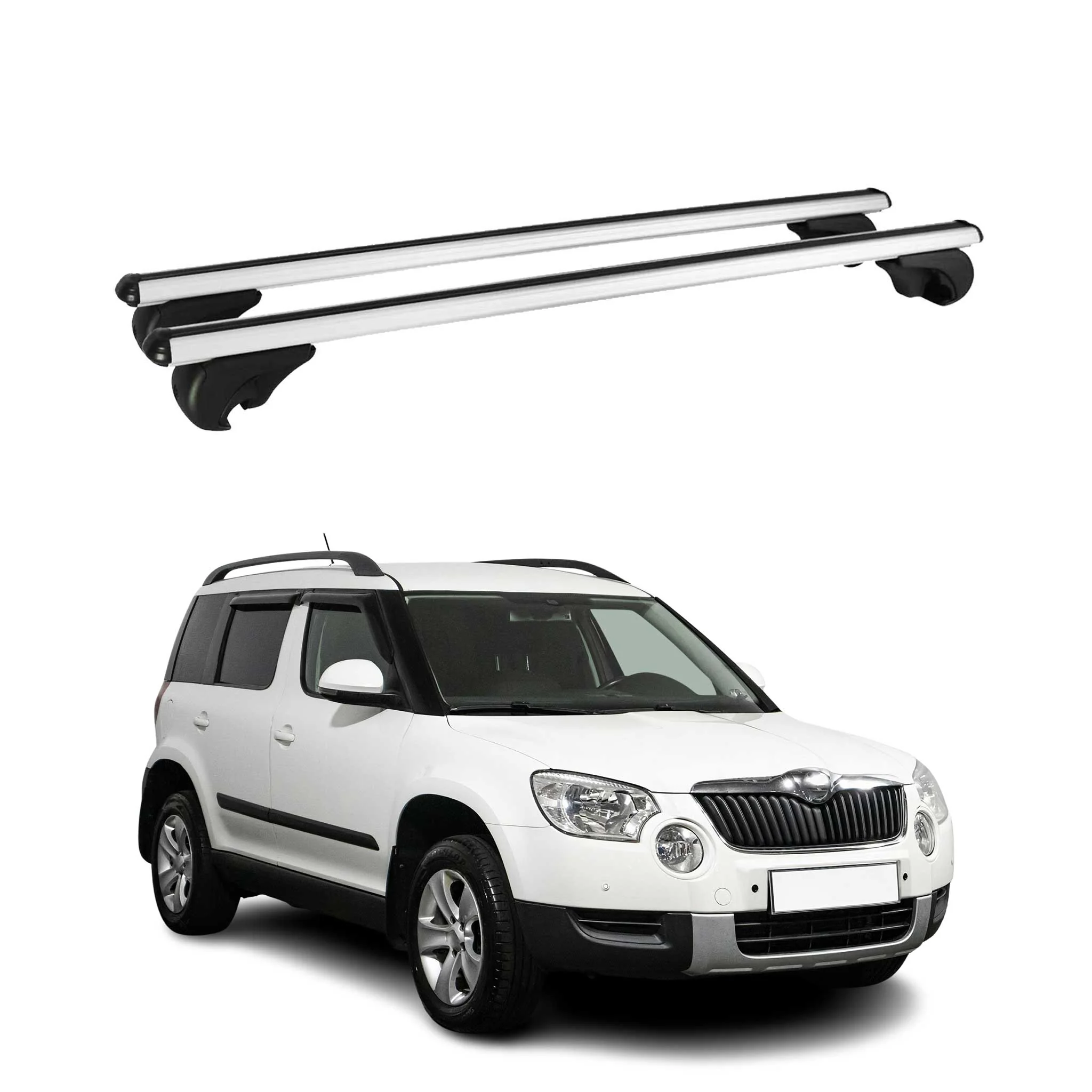 Barres de toit Transversales pour Skoda Yeti 2009-2017 Aluminium Argent