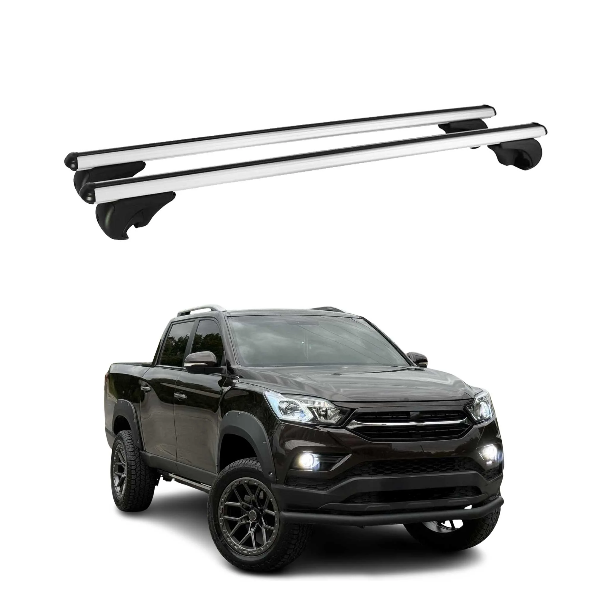 Barres de toit Transversales pour Ssangyong Grand Musso 2018-2026 Alu Argent