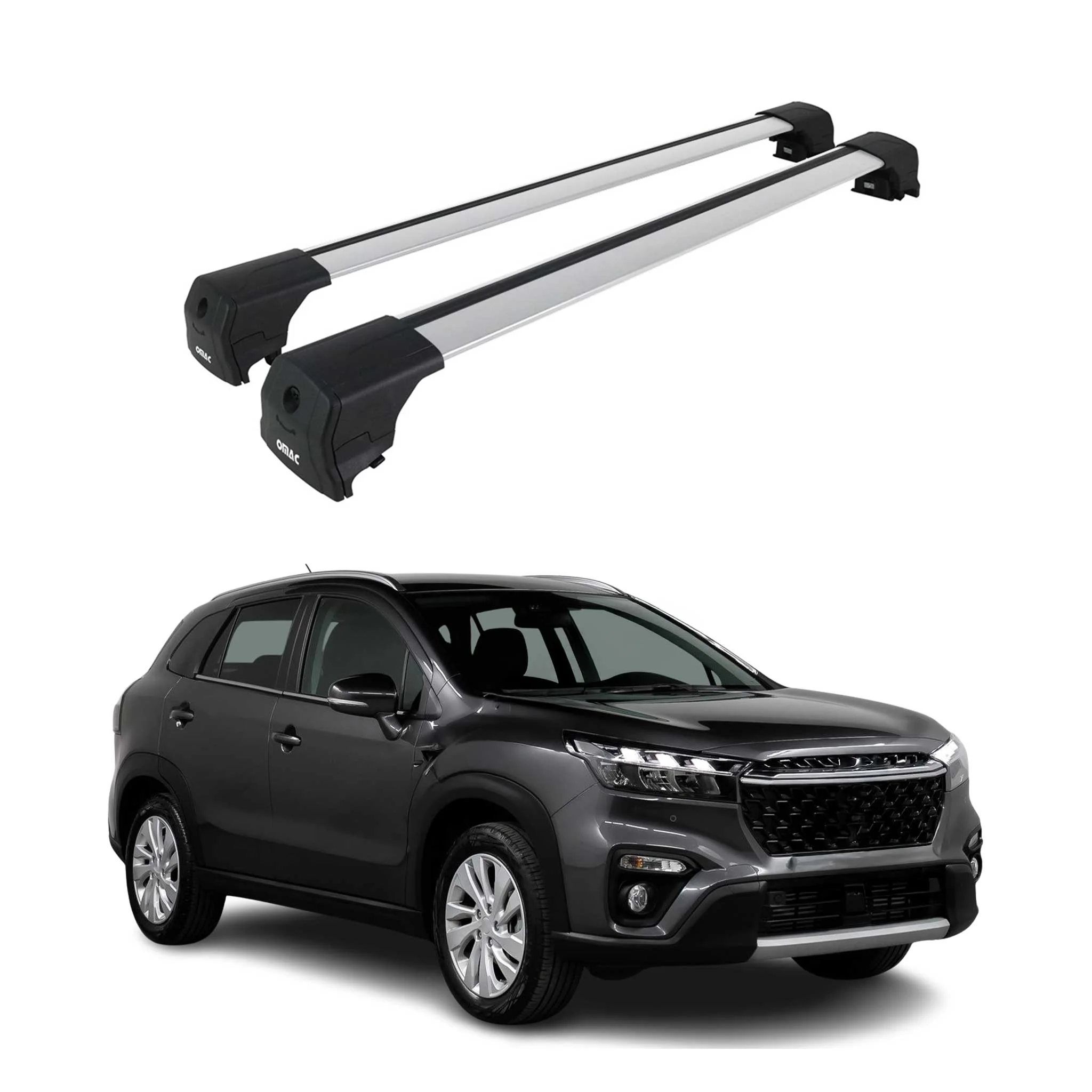Barres De Toit Transversales pour Suzuki SX4 S-Cross 2021-2026 Alu Gris ABE