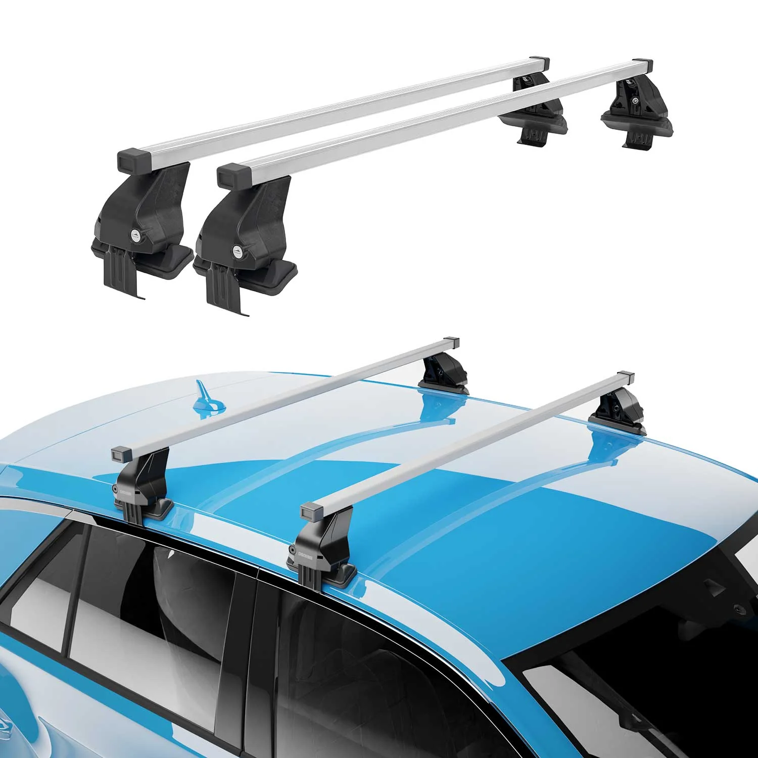 Barres de toit transversales pour Volvo V50 2008-2012 Acier Gris - Image 2