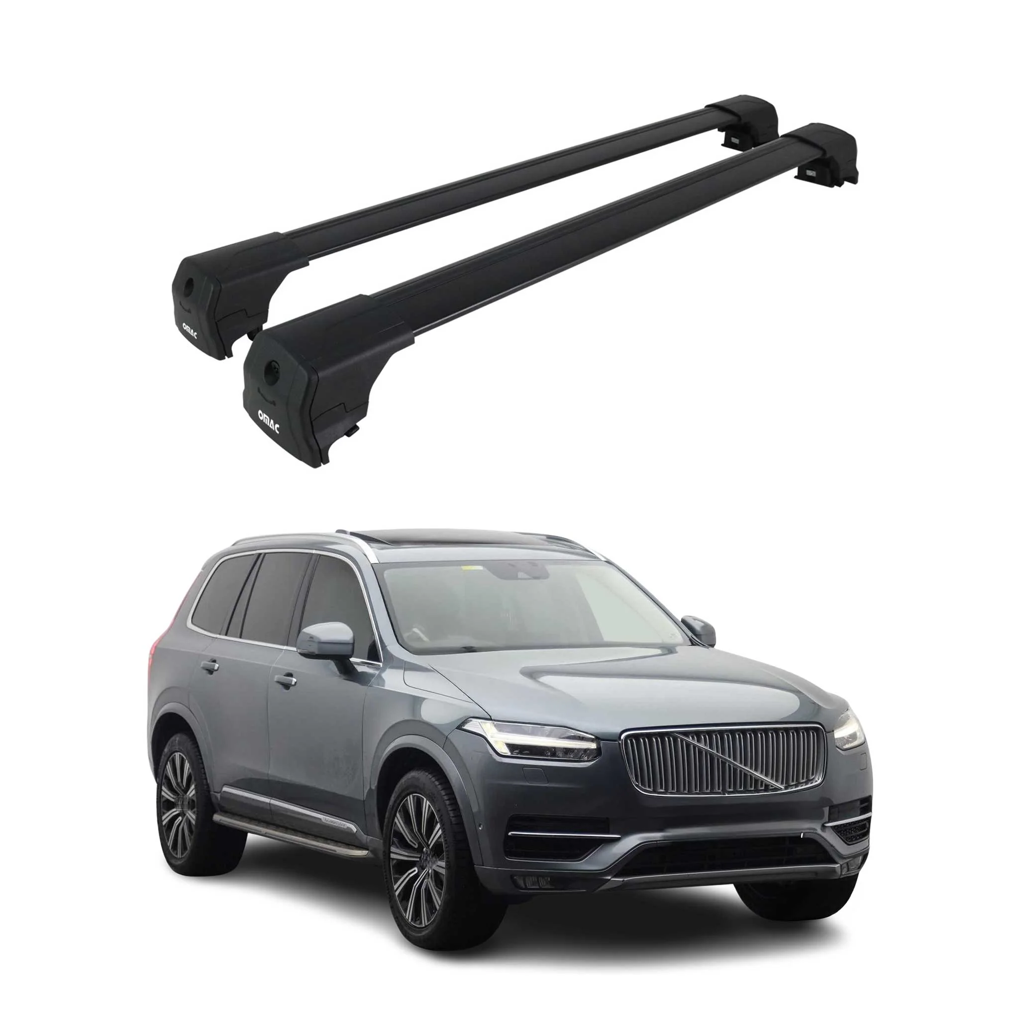 Barres De Toit Transversales pour Volvo XC90 II 2015-2026 Alu Noir ABE