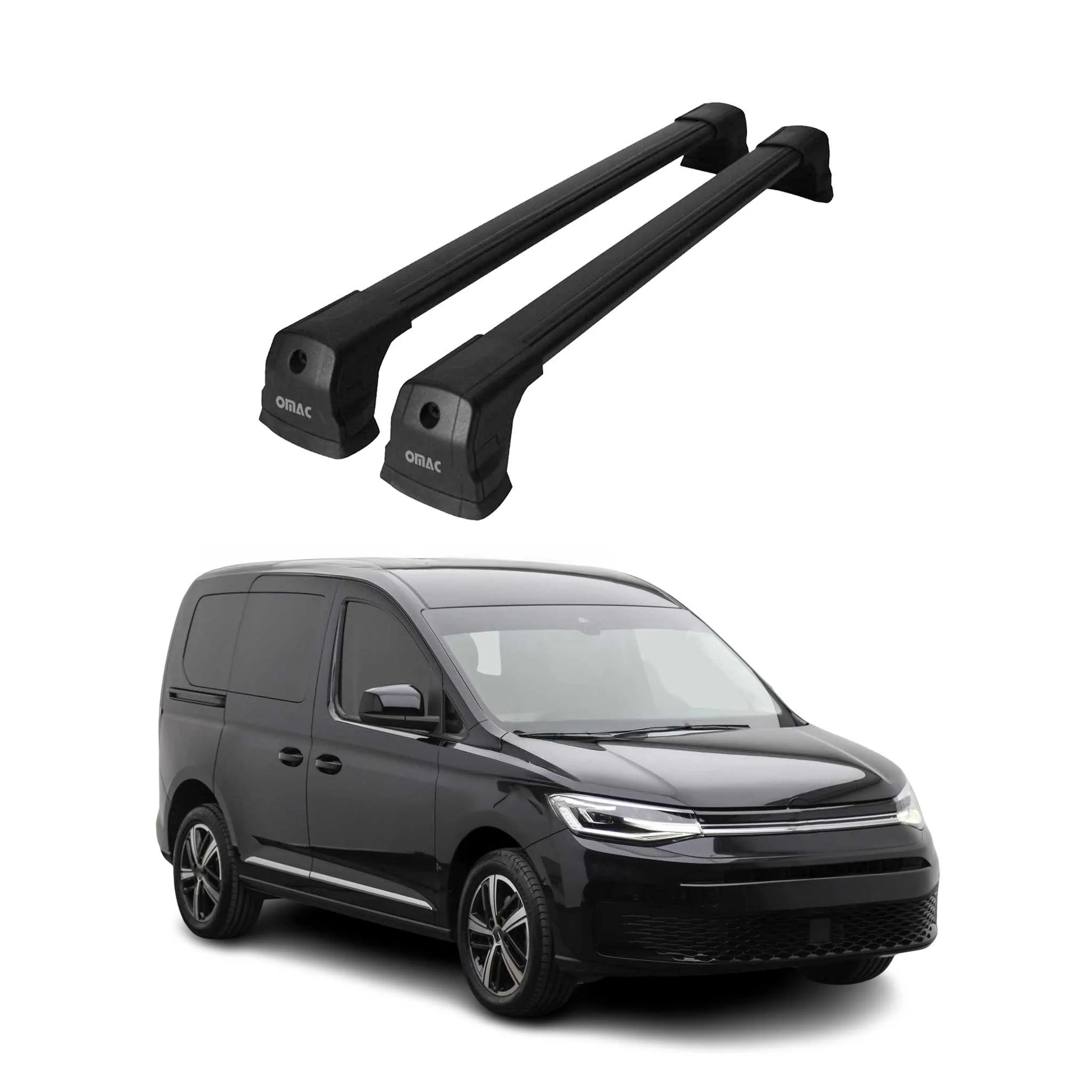 Barres de toit transversales pour VW Caddy 2020-2026 Aluminium Noir