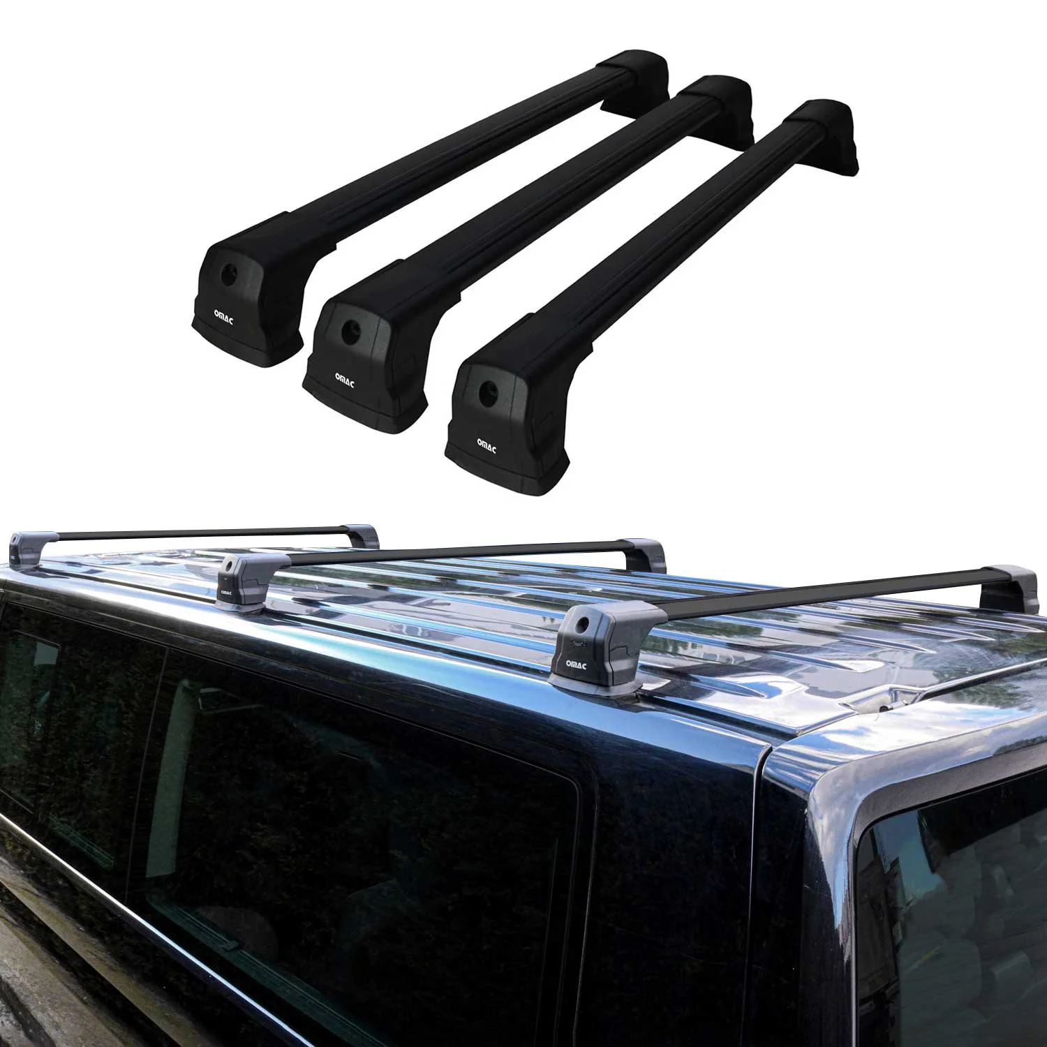 Barres De Toit Transversales pour VW Caddy Maxi 2020-2026 VU Aluminium Noir 3x - Image 2