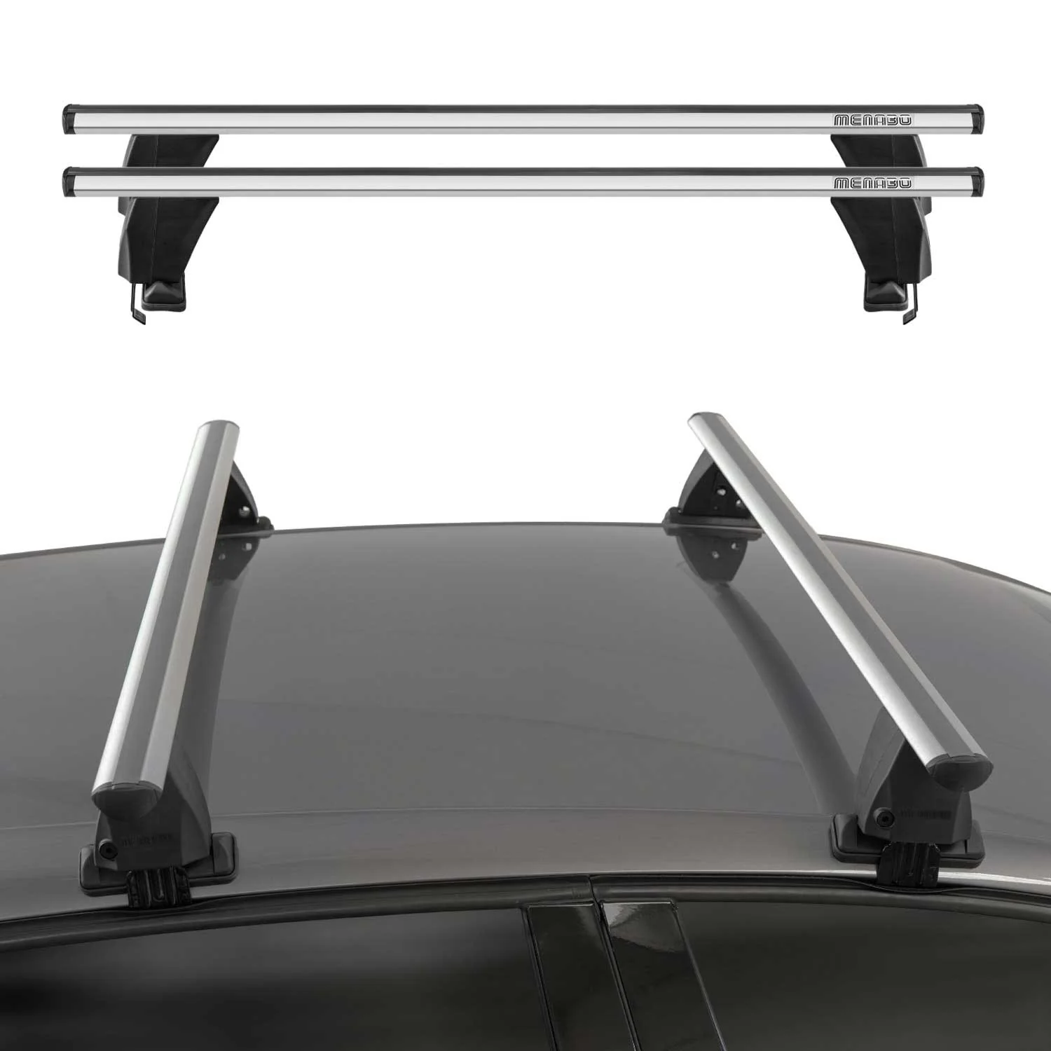 Barres de toit Transversales pour VW Golf VII Sport Van 2014-2019 Alu Gris 2x - Image 2